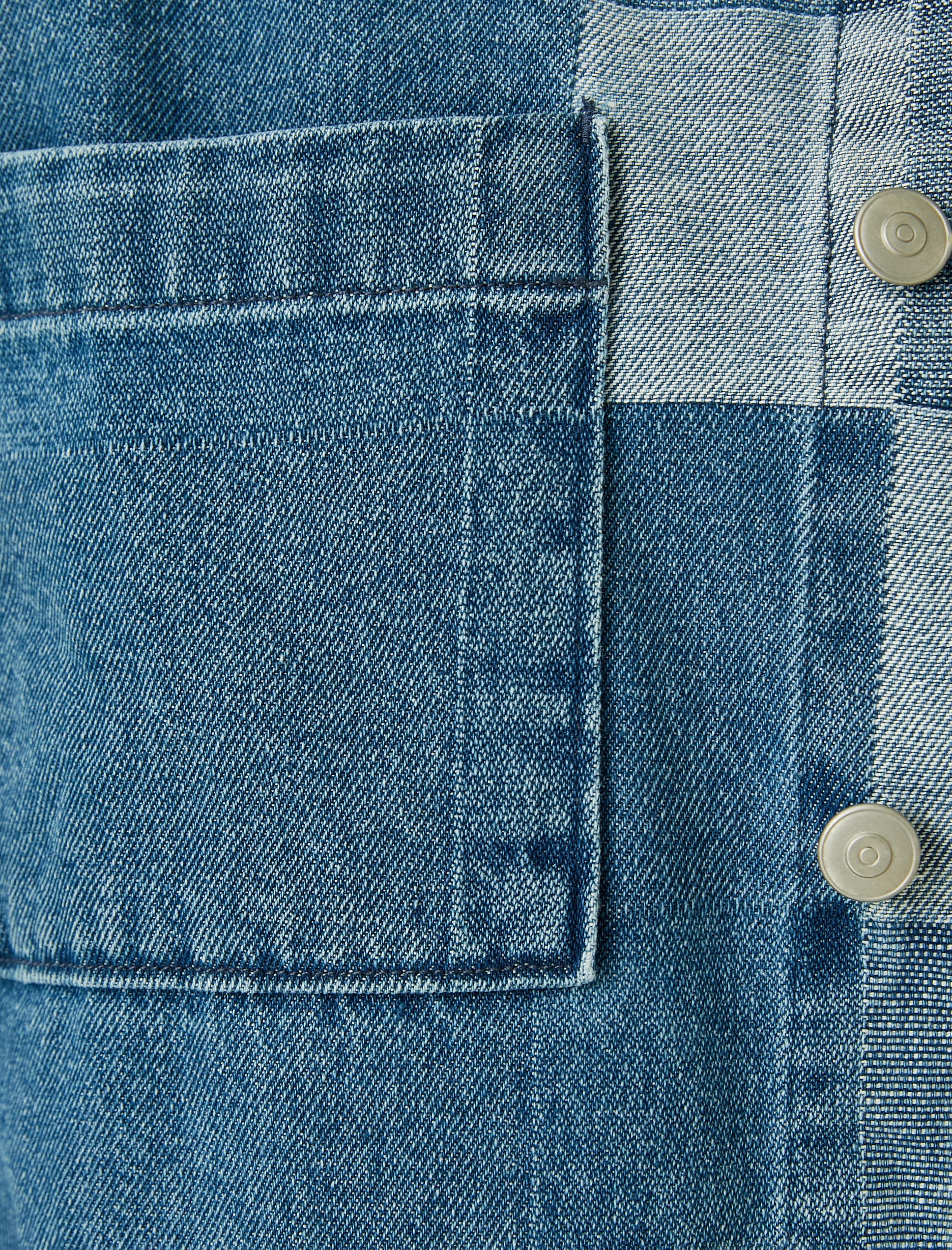   Kareli Kot Ceket Cep Detaylı Düğmeli Renk Bloklu