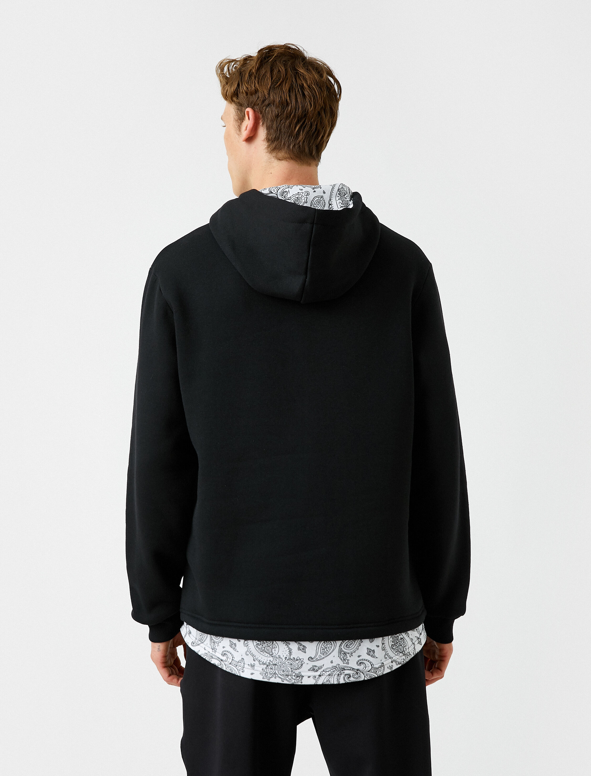   Baskılı Kapşonlu Sweatshirt Şardonlu