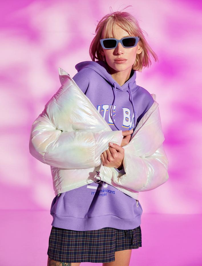  Şişme Mont Dik Yaka Fermuarlı