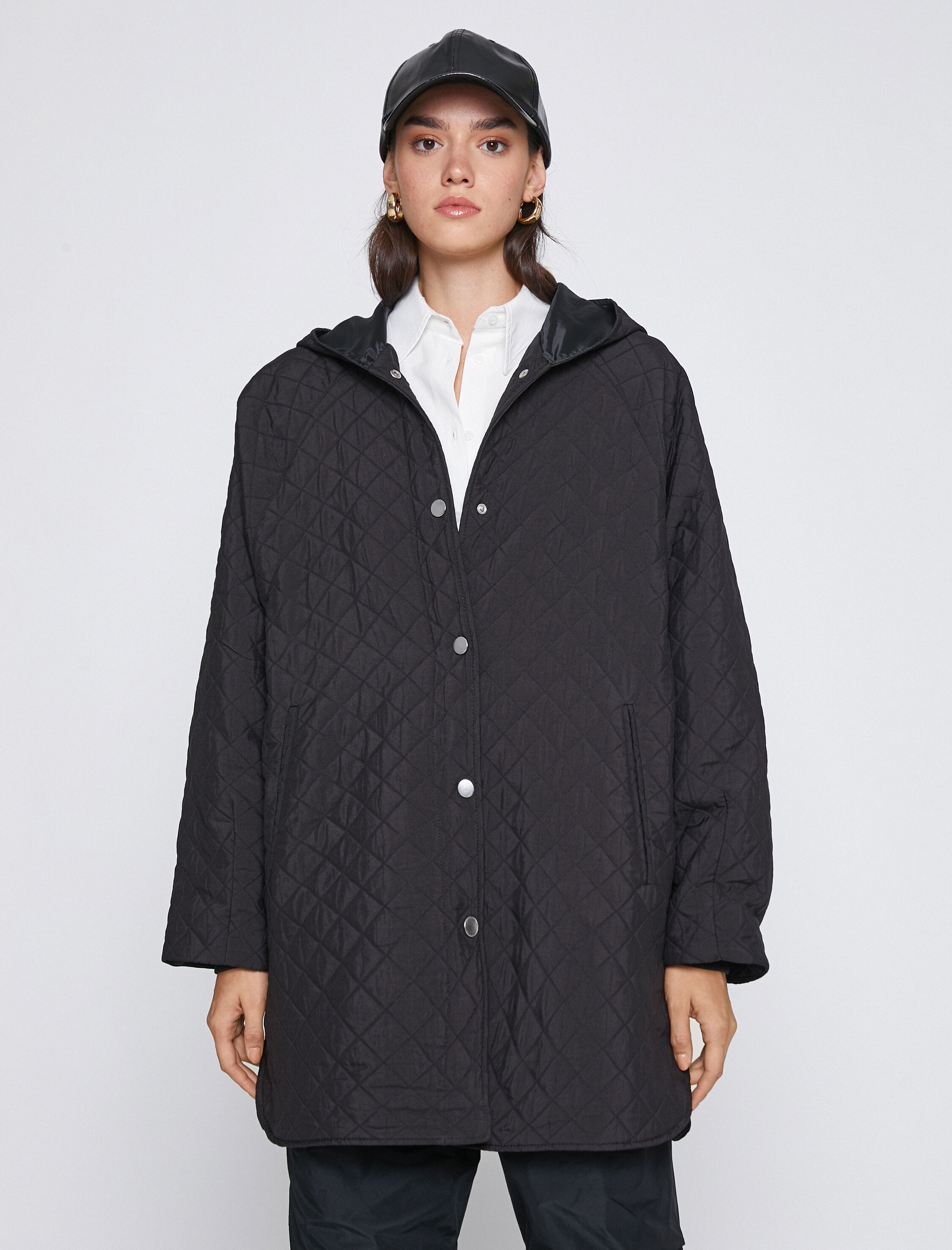   Kapüşonlu Kapitone Anorak Cepli