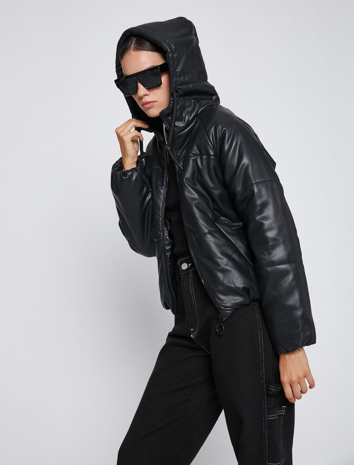  Şişme Mont Kapüşonlu Cep Detaylı