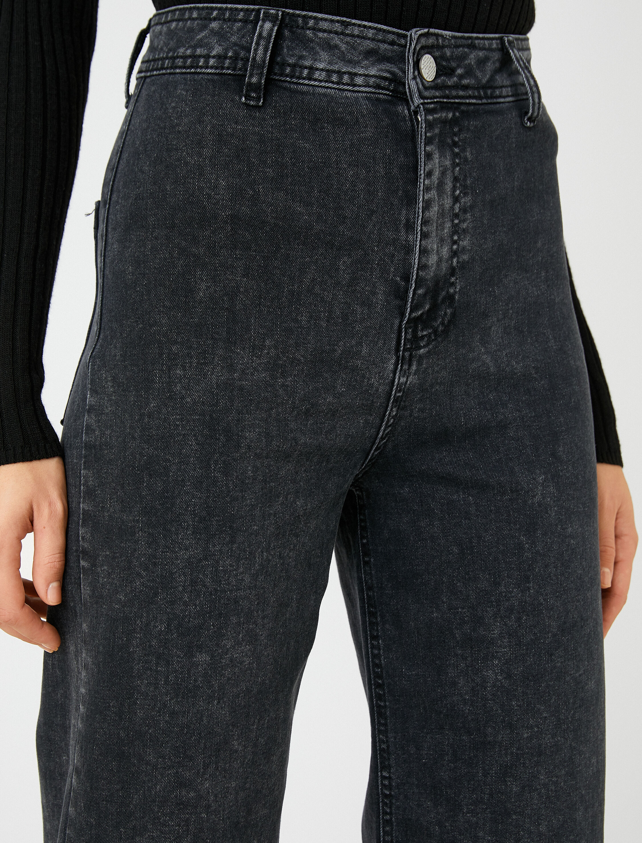   Geniş Kısa Paça Kot Pantolon Rahat Kesim- Sandra Jean