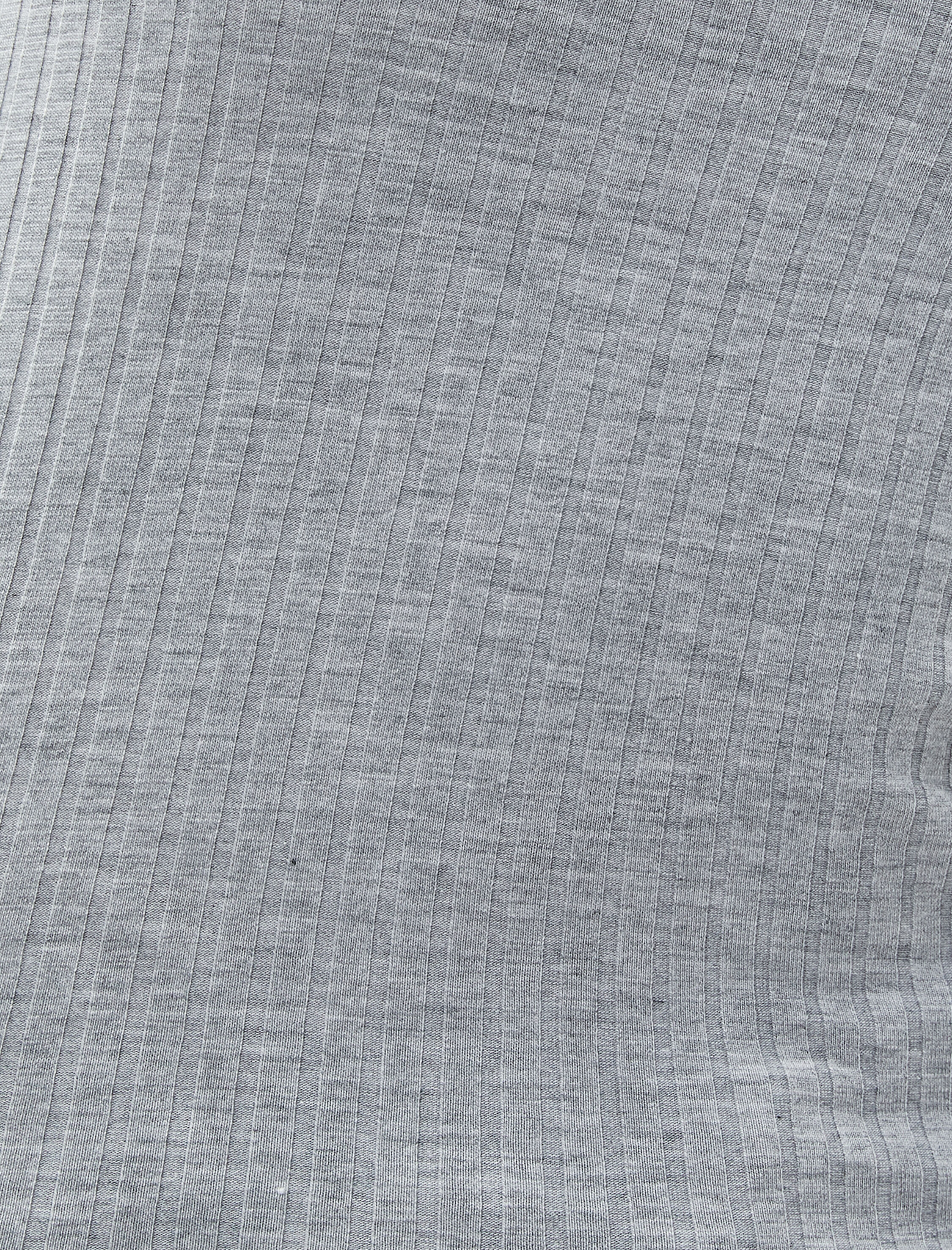   Fitilli Tişört Dik Yaka Düğme Detaylı Kısa Kollu