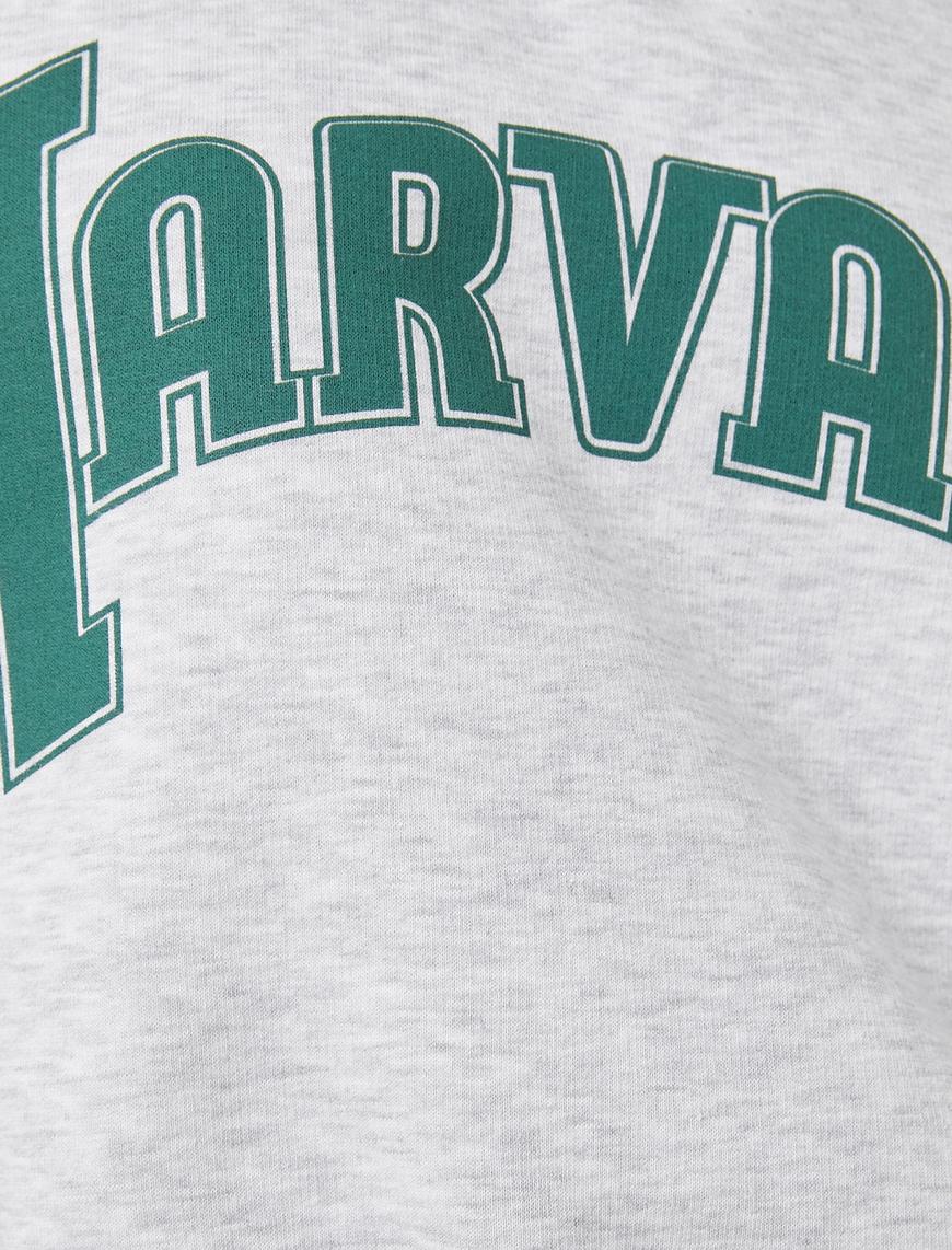   Oversize Sweatshirt Harvard Lisanslı Dik Yaka Fermuarlı