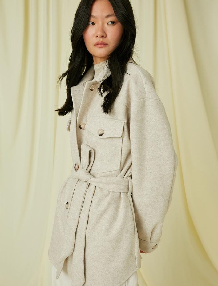  Cepli Shacket Kuşaklı