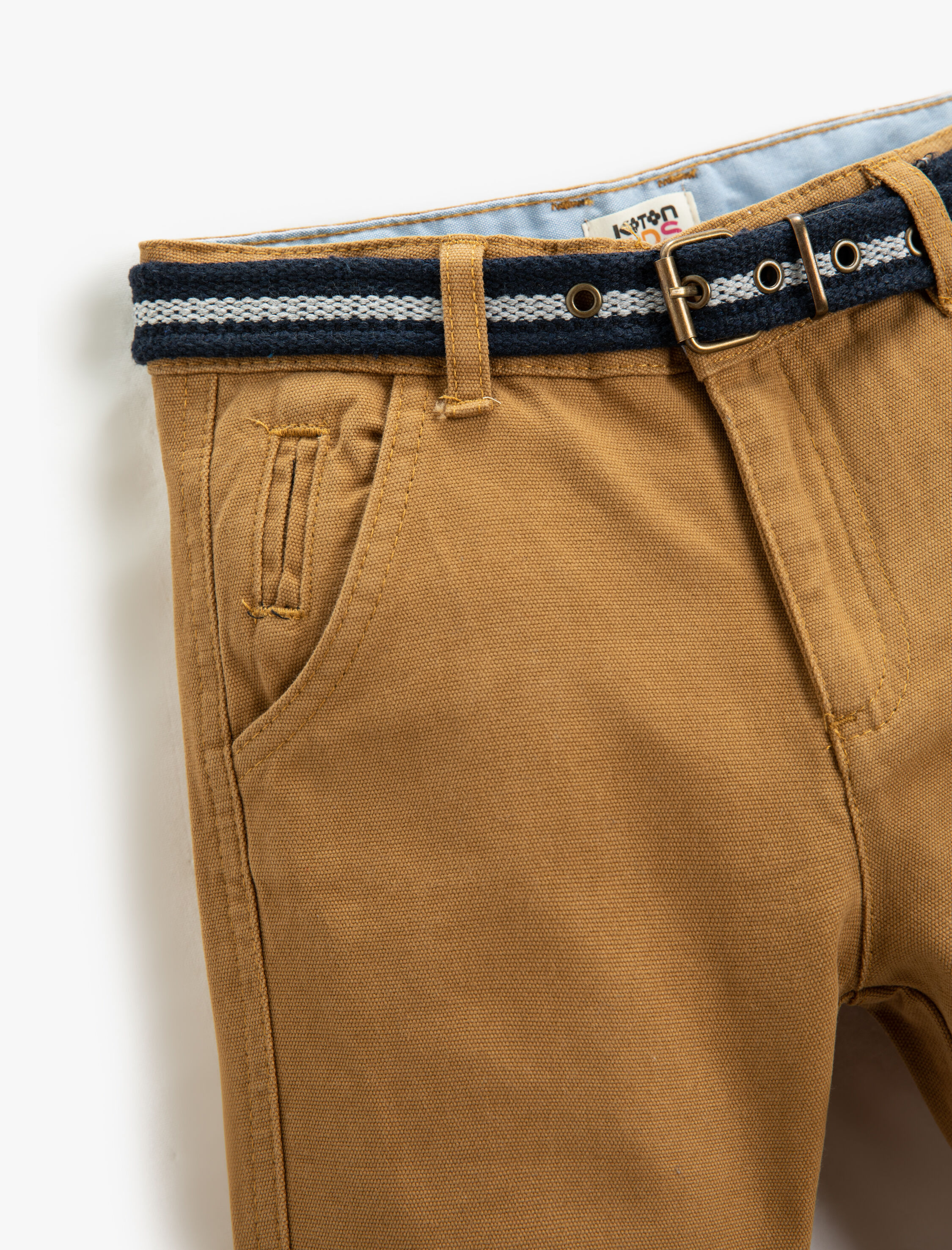 Koton Kumaş Pantolon Slim Fit Kemerli Cepli Beli Ayarlanabilir Lastikli Beli Ayarlanabilir Lastikli. 3