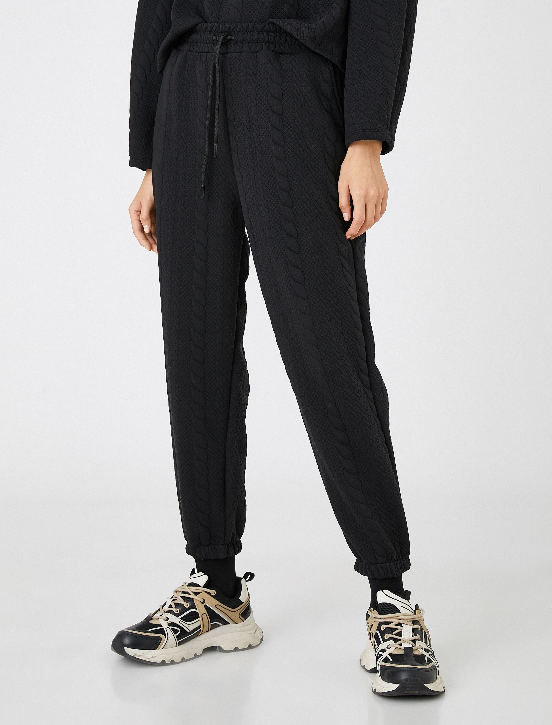 Jogger Eşofman Altı Desenli Beli Bağlamalı