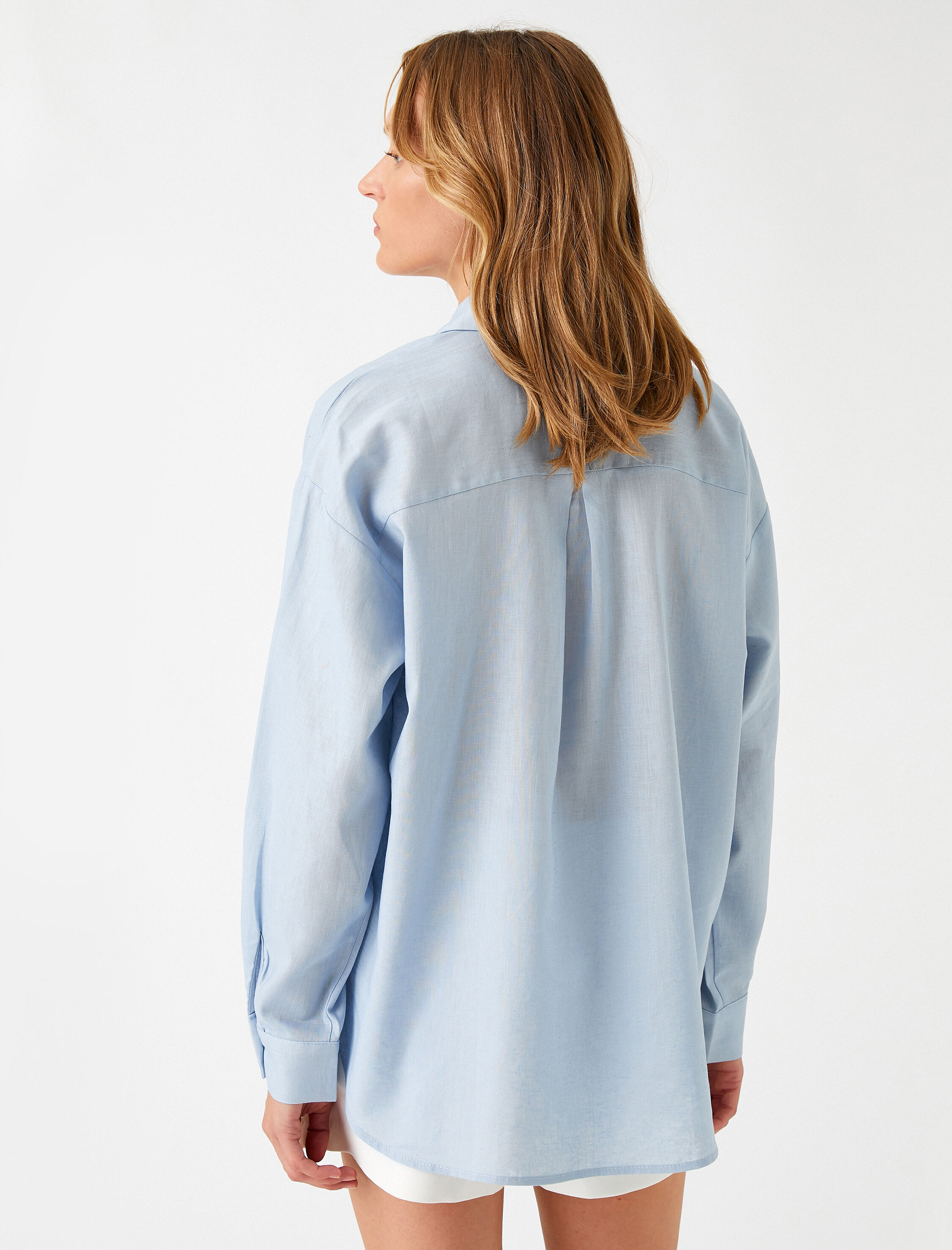   Uzun Kollu Gömlek Keten Karışımlı