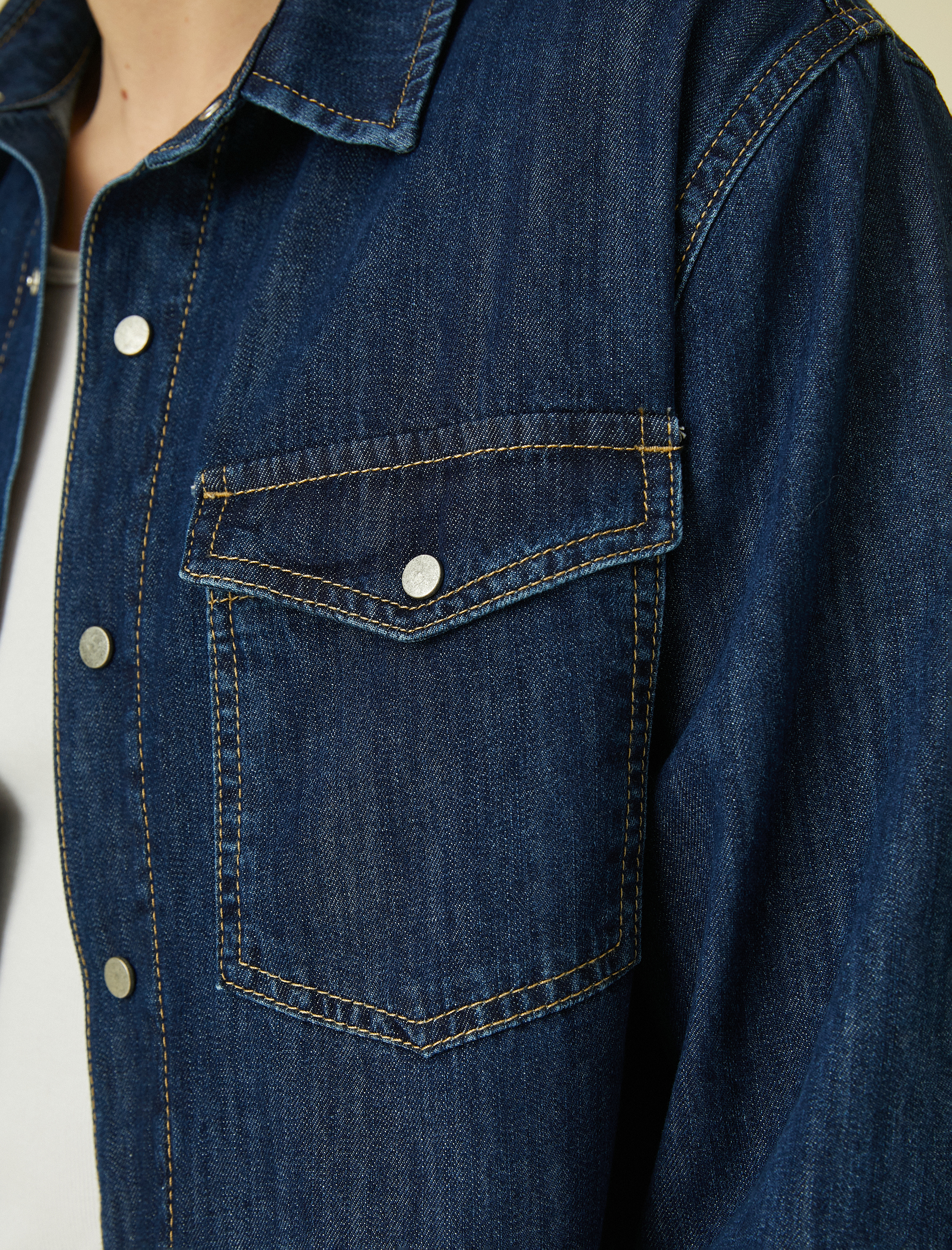 Koton Kot Gömlek Ceket Çıtçıt Düğmeli Cep Detaylı Klasik Yaka. 6
