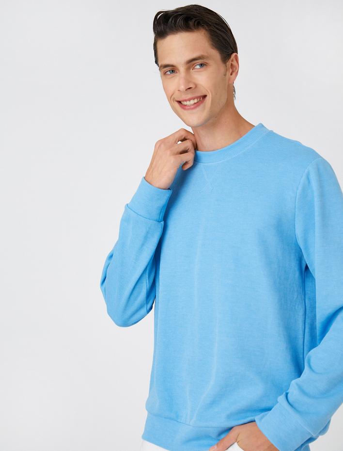  Basic Kazak Triko Bisiklet Yaka Uzun Kollu