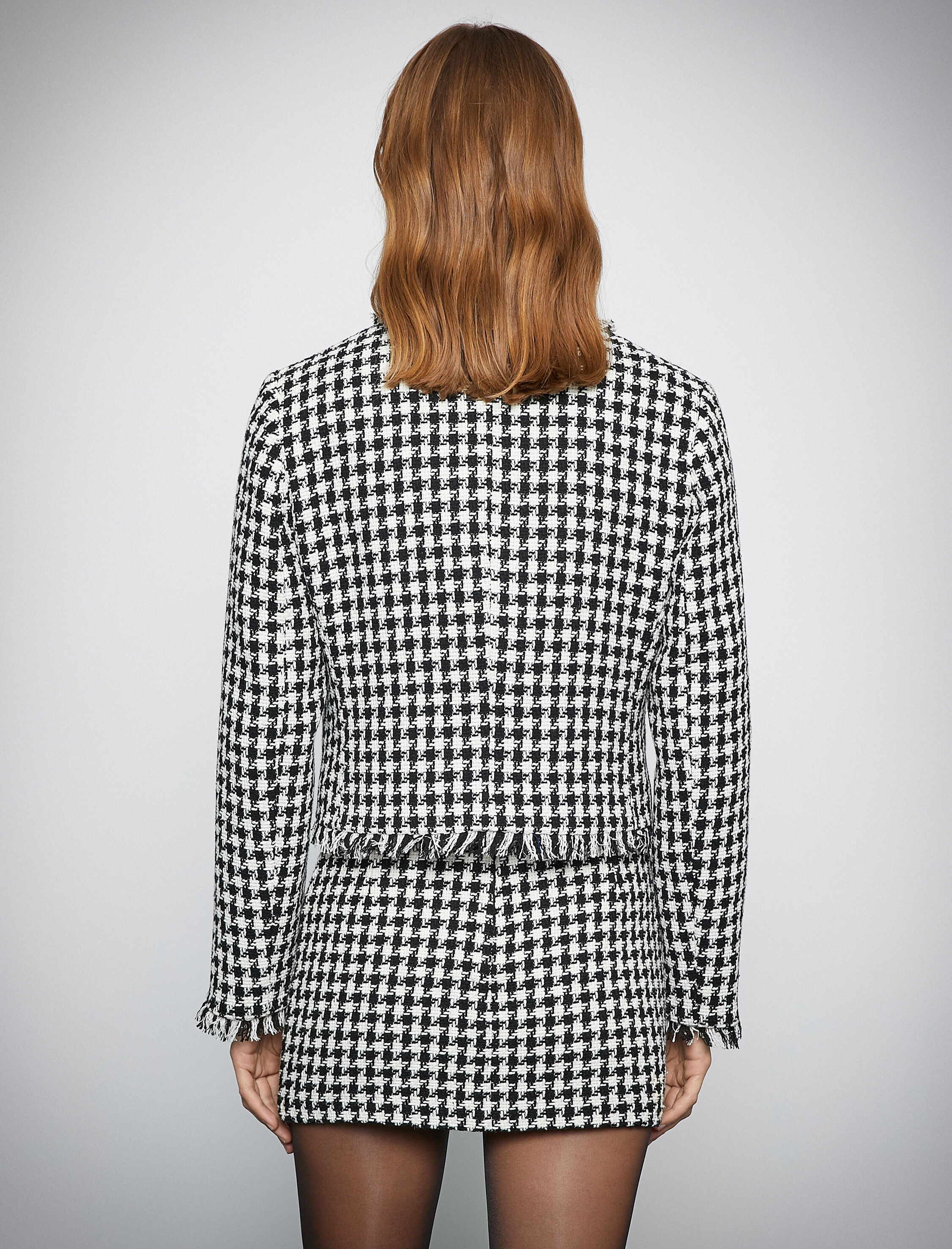   Melis Ağazat X Koton - İnci Düğmeli Kruvaze Tüvit Blazer Ceket