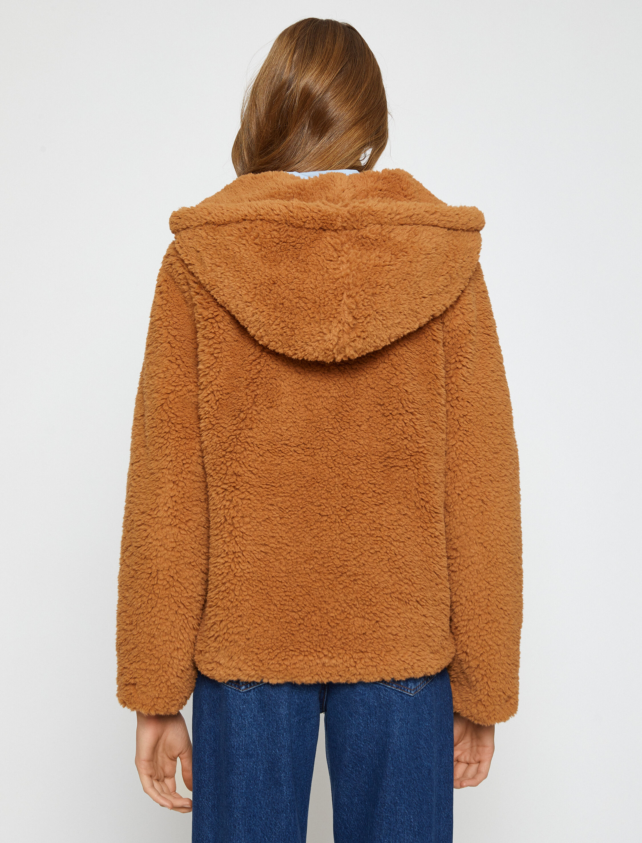   Kapüşonlu Peluş Ceket
