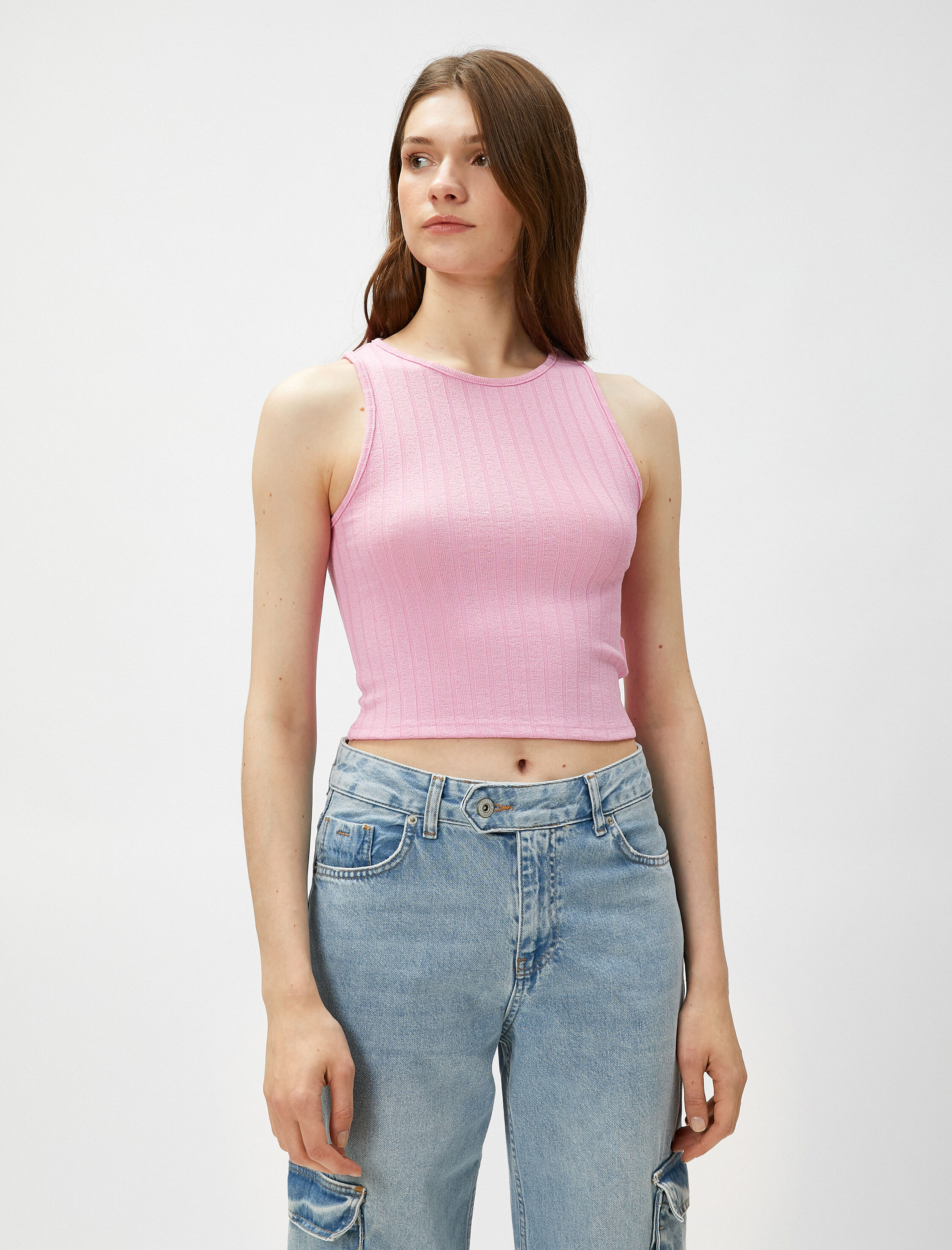 Crop Atlet Bisiklet Yaka Kolsuz