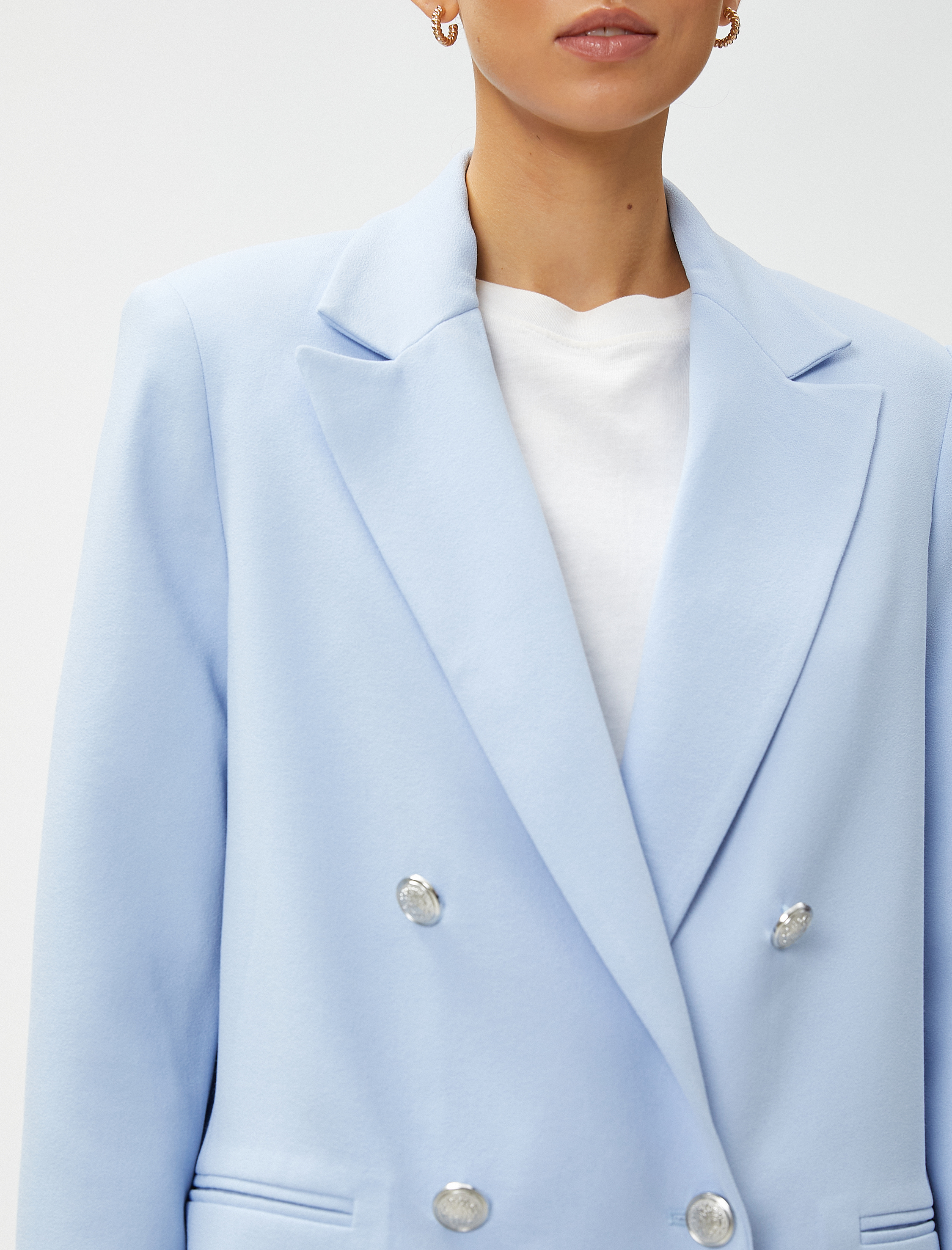   Kruvaze Blazer Ceket Arma Düğmeli