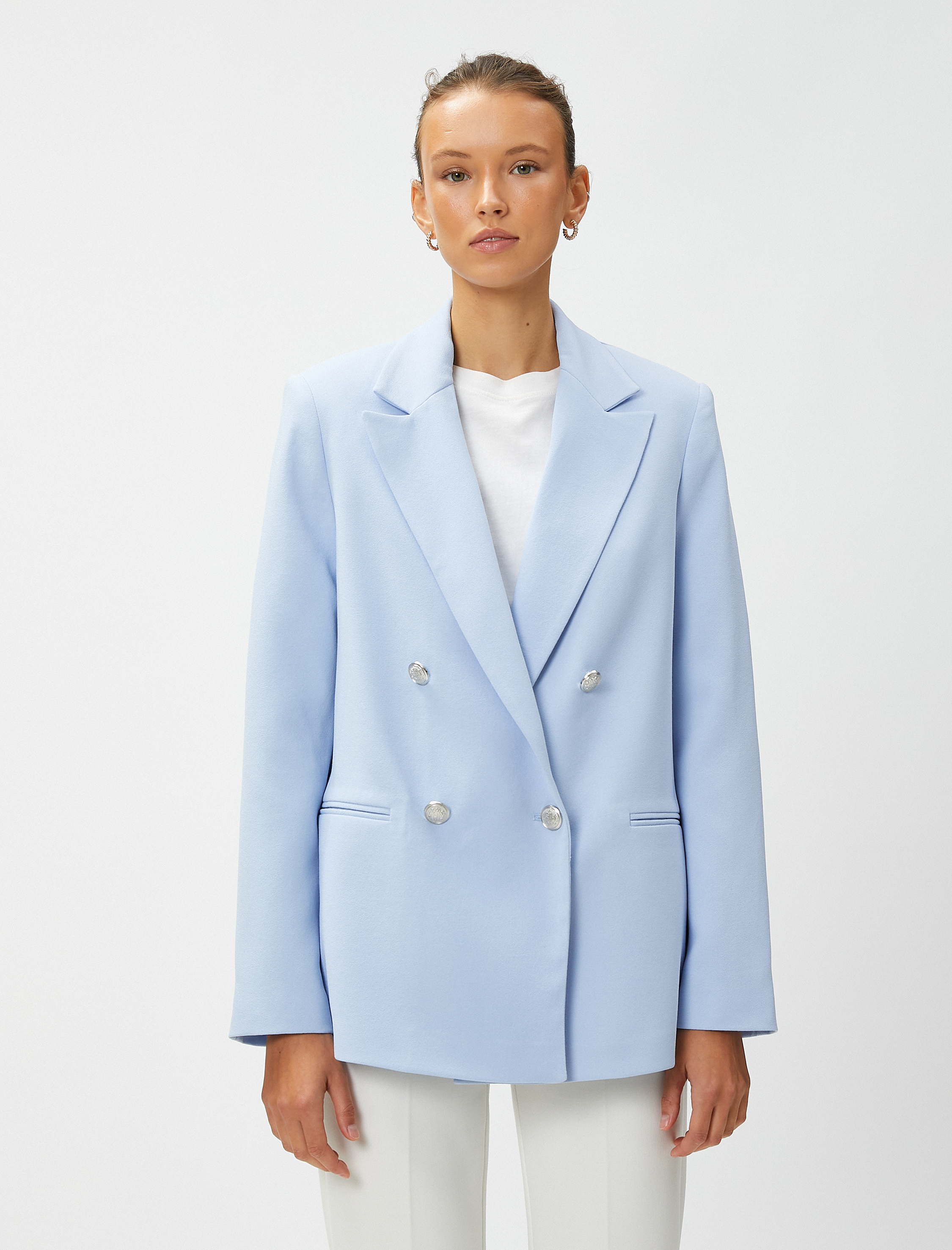   Kruvaze Blazer Ceket Arma Düğmeli