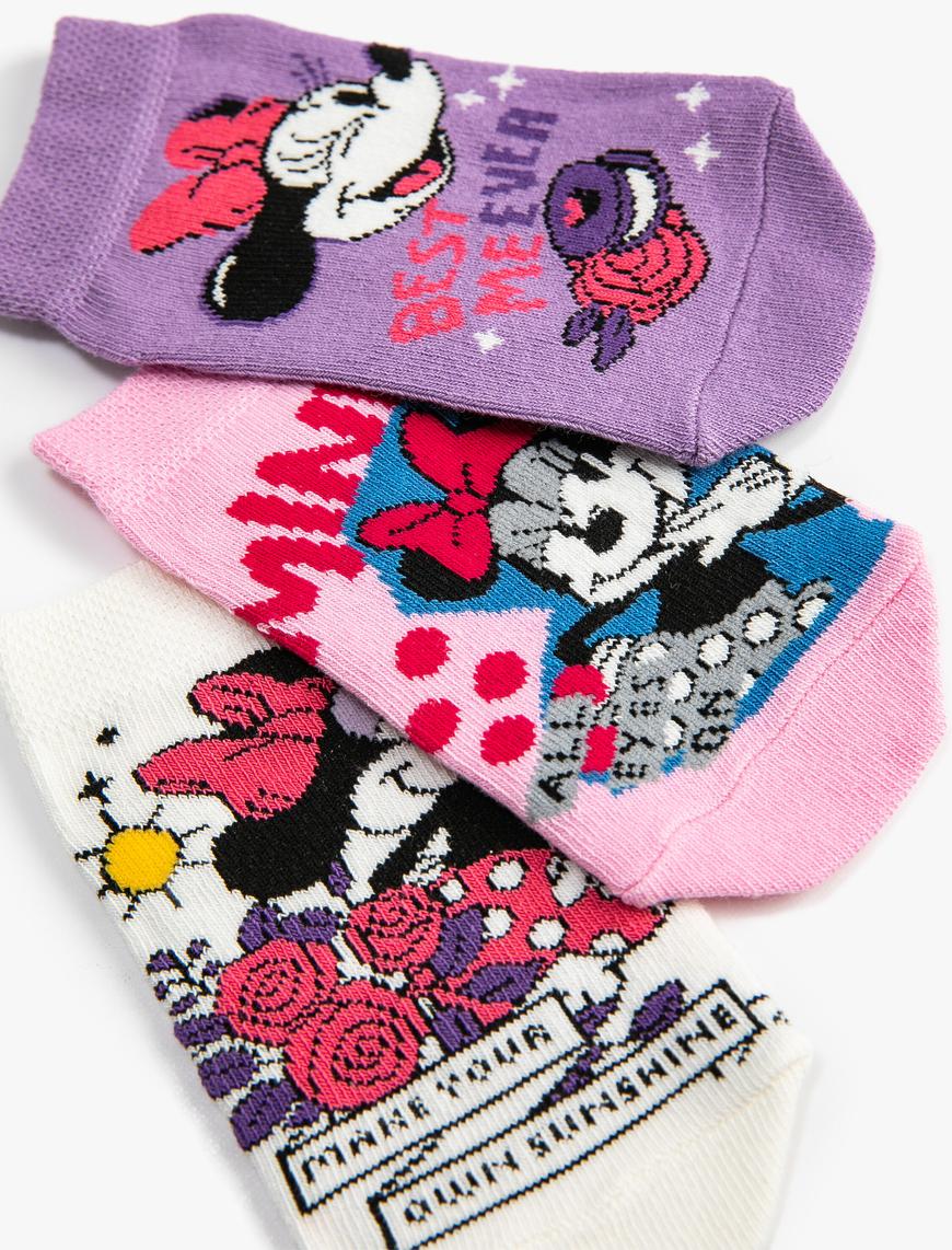  Kız Çocuk Minnie Mouse Çorap Seti Lisanslı 3'lü