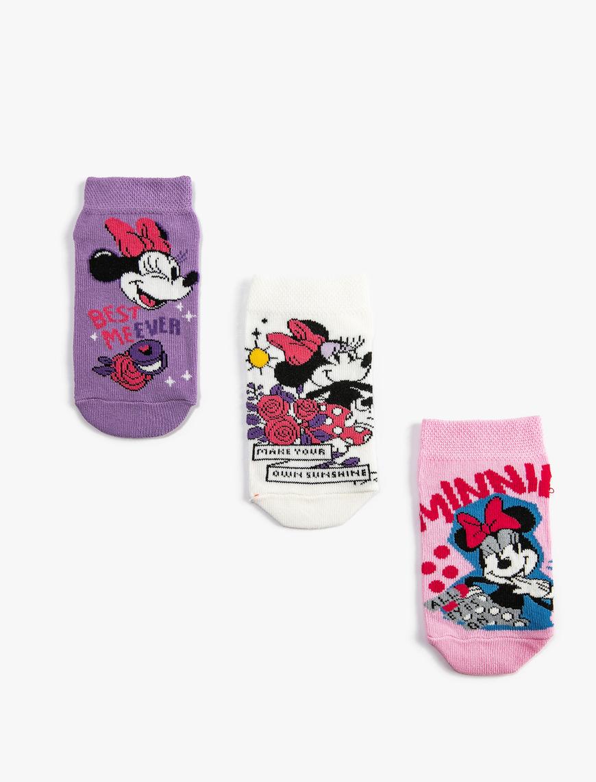  Kız Çocuk Minnie Mouse Çorap Seti Lisanslı 3'lü