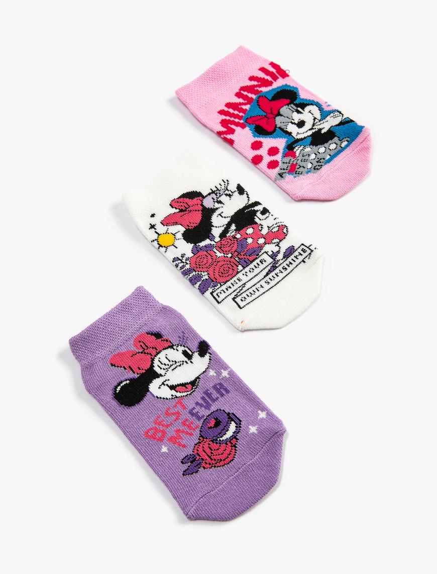  Kız Çocuk Minnie Mouse Çorap Seti Lisanslı 3'lü