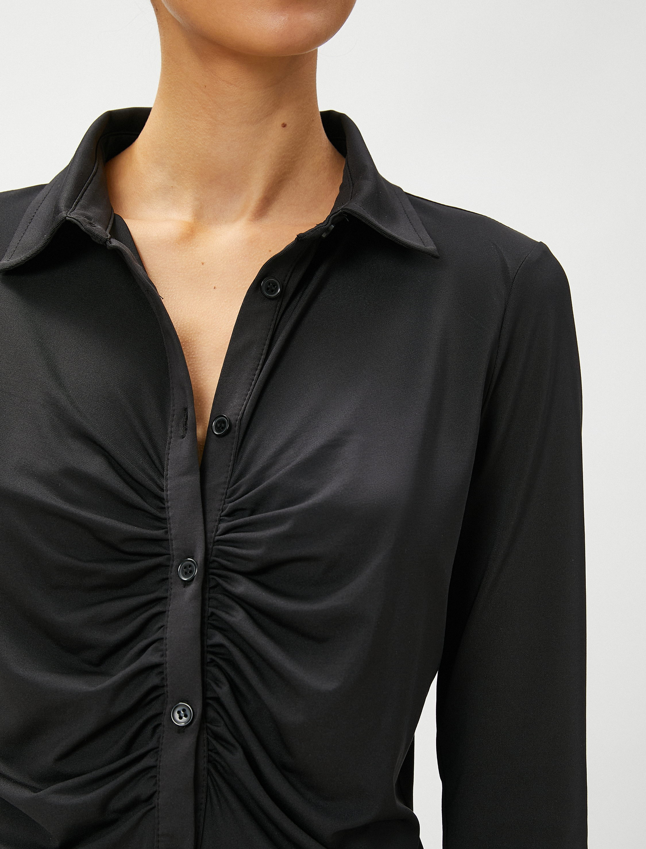   Drapeli Gömlek Uzun Kollu