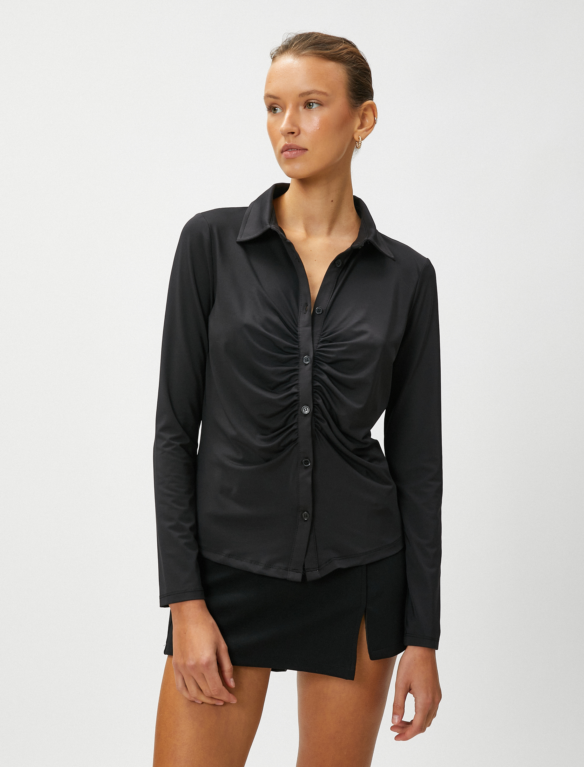   Drapeli Gömlek Uzun Kollu