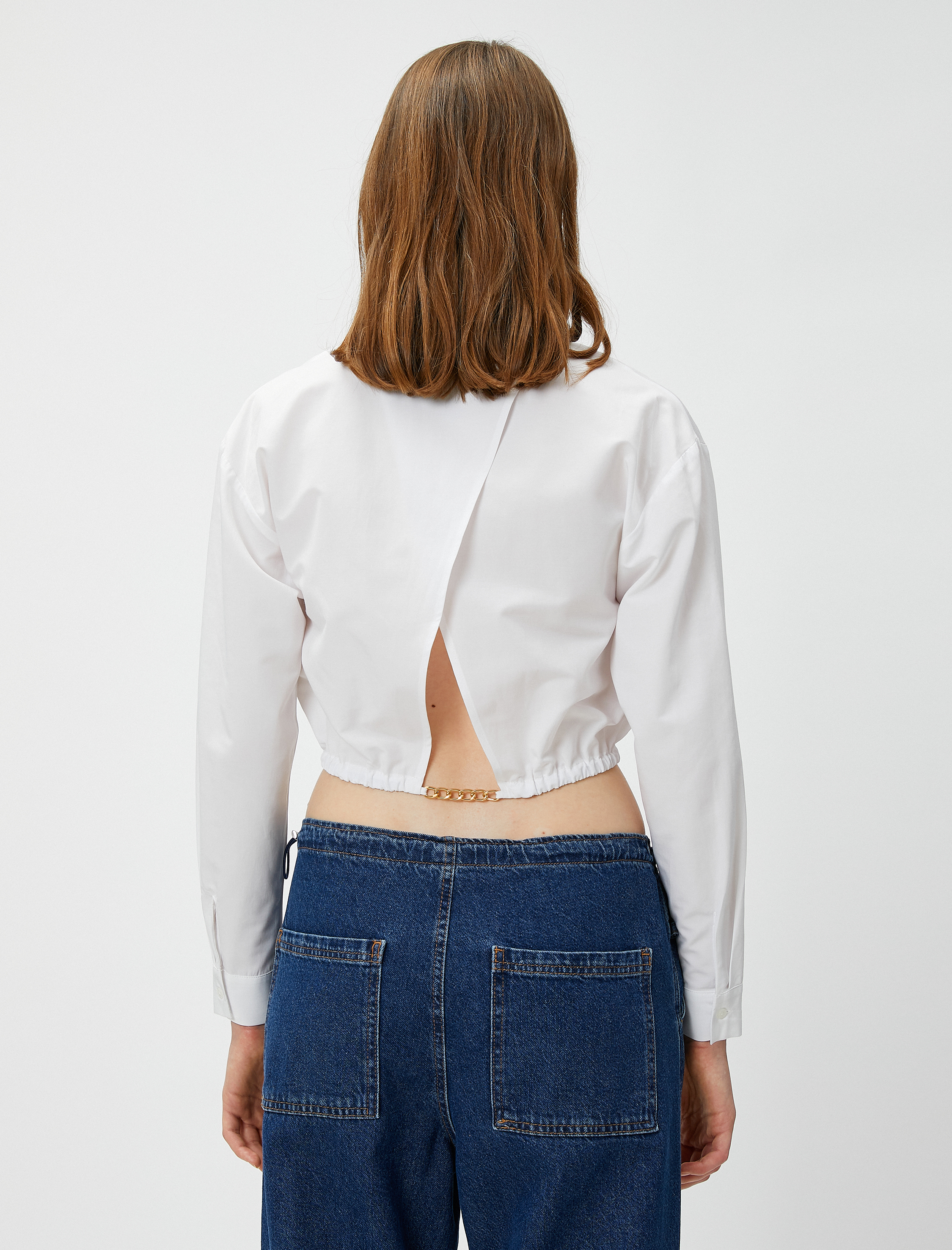   Crop Gömlek Sırt Detaylı Beli Lastikli