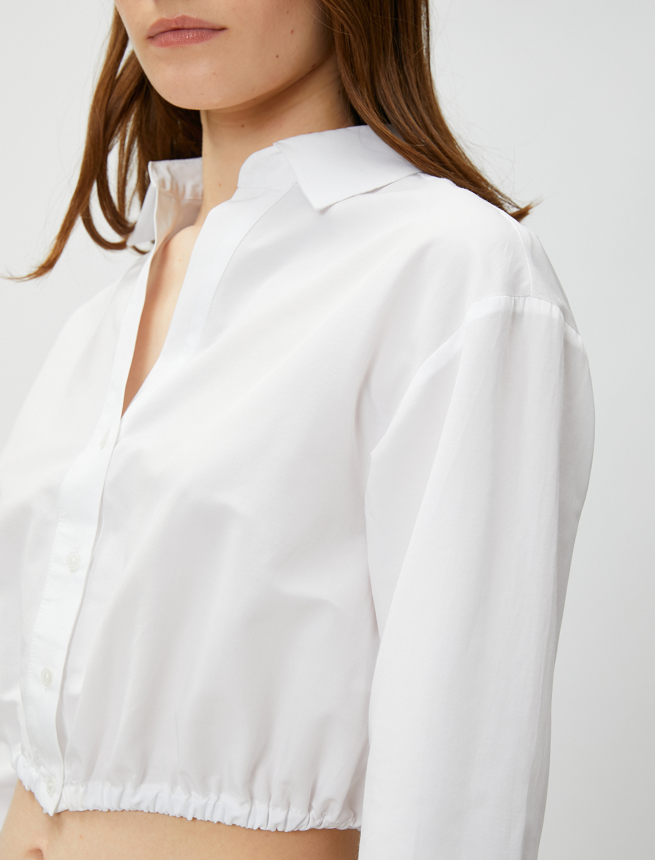   Crop Gömlek Sırt Detaylı Beli Lastikli