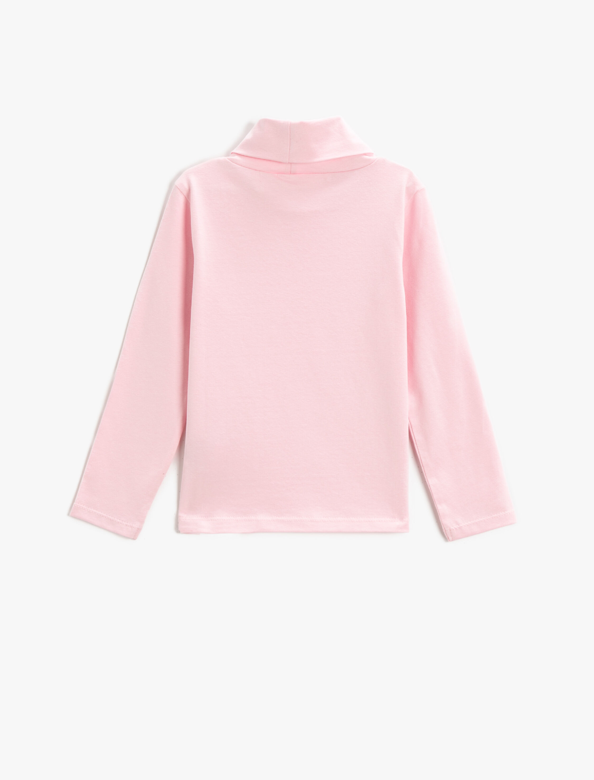  Kız Çocuk Basic Yarım Balıkçı Yaka Tişört Uzun Kollu Pamuklu