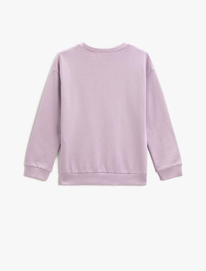 Kız Çocuk Sweatshirt Baskılı Uzun Kollu Bisiklet Yaka Pamuklu