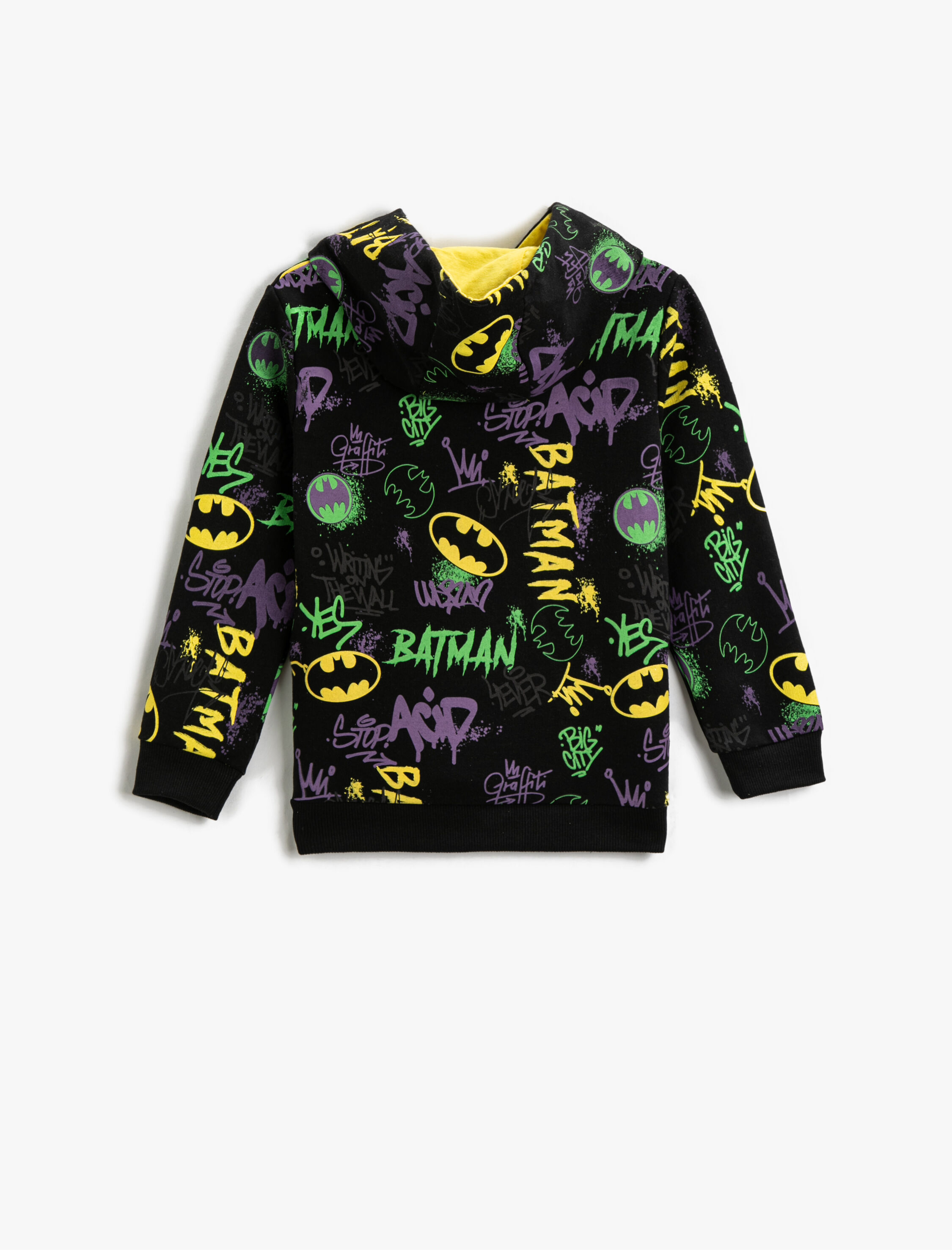  Erkek Çocuk Batman Baskılı Lisanslı Kapüşonlu Sweatshirt