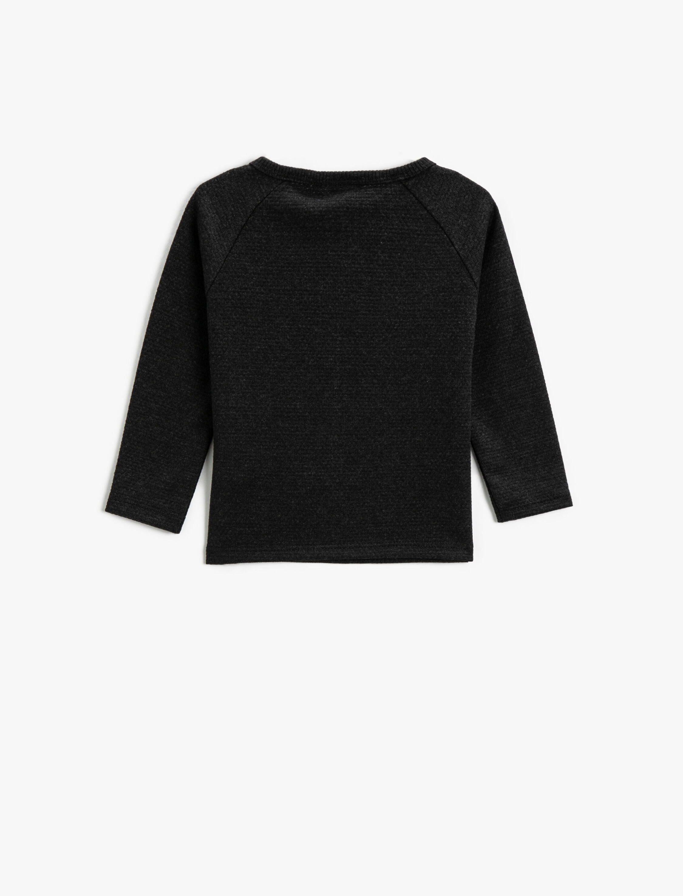 Erkek Bebek Basic Düğme Detaylı Uzun Kollu Tişört Bisiklet Yaka