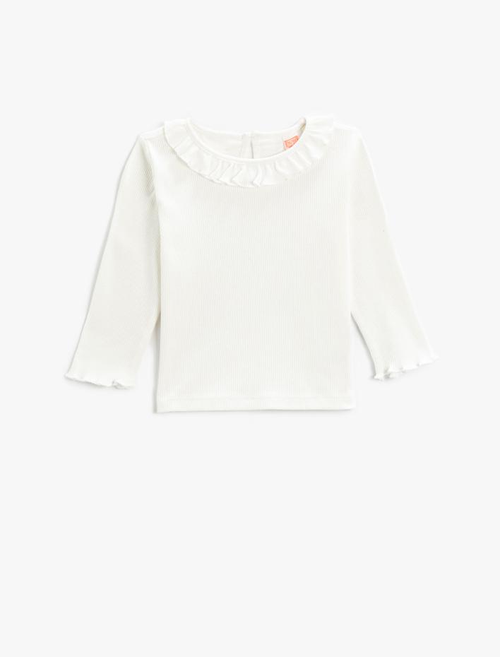 Kız Bebek Basic Fırfırlı Uzun Kollu Tişört Bisiklet Yaka