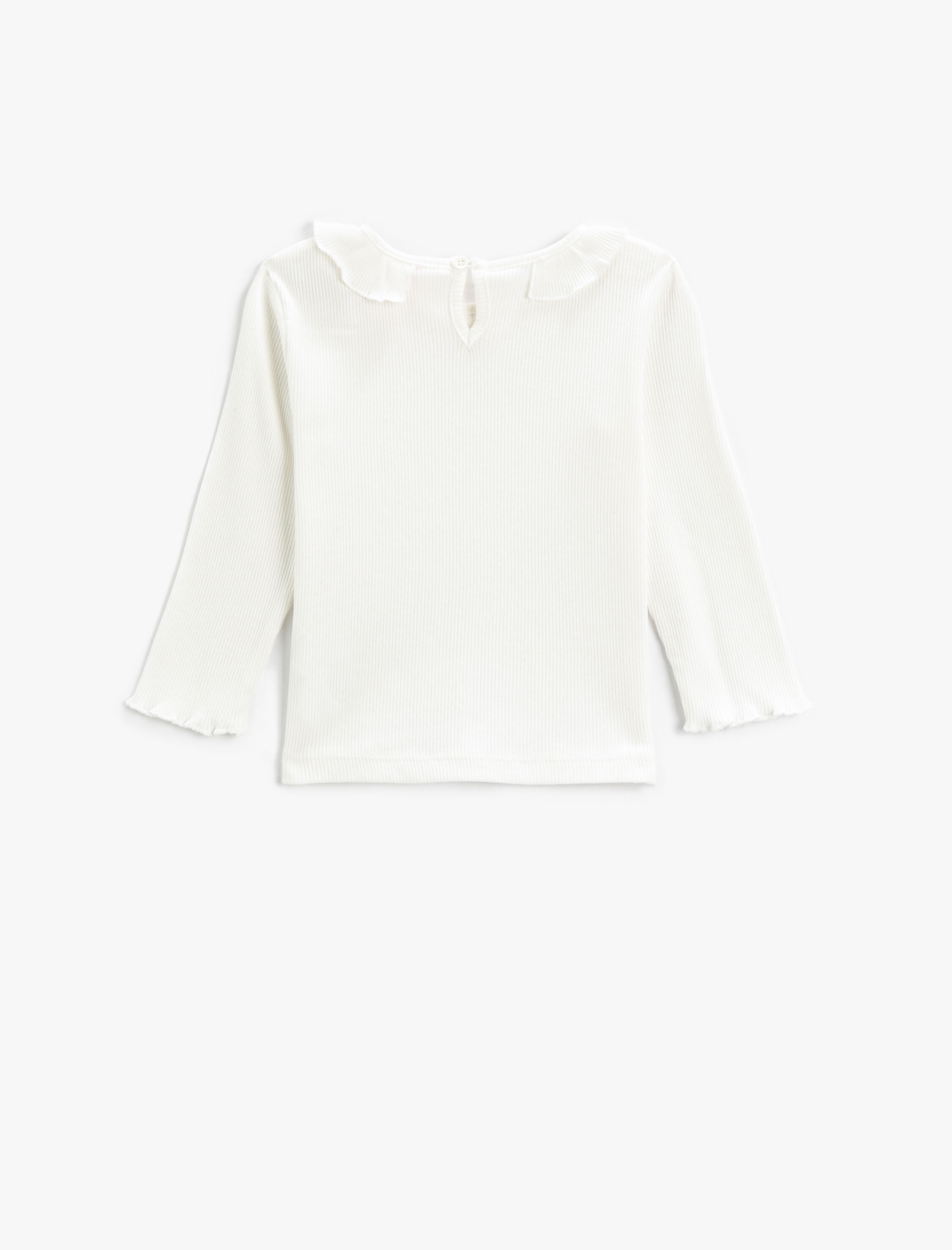 Kız Bebek Basic Fırfırlı Uzun Kollu Tişört Bisiklet Yaka