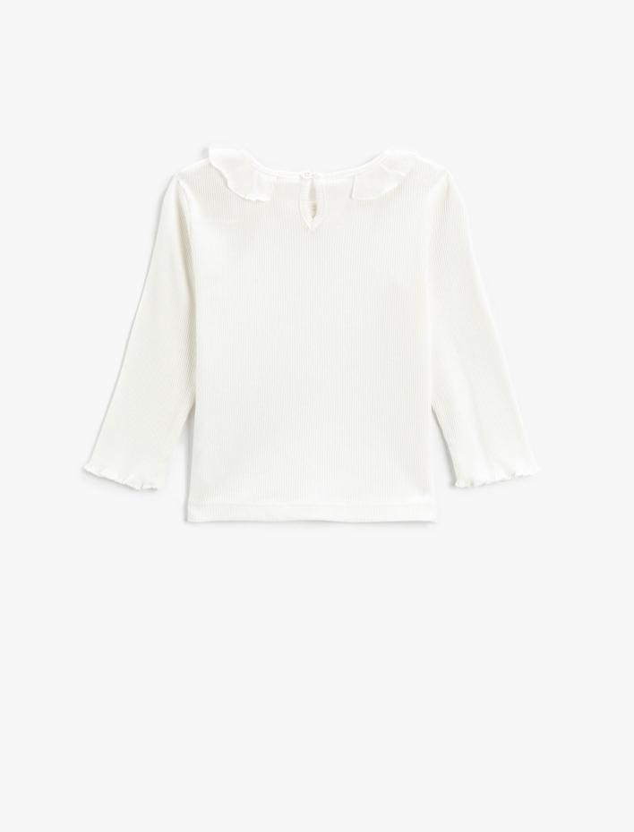 Kız Bebek Basic Fırfırlı Uzun Kollu Tişört Bisiklet Yaka