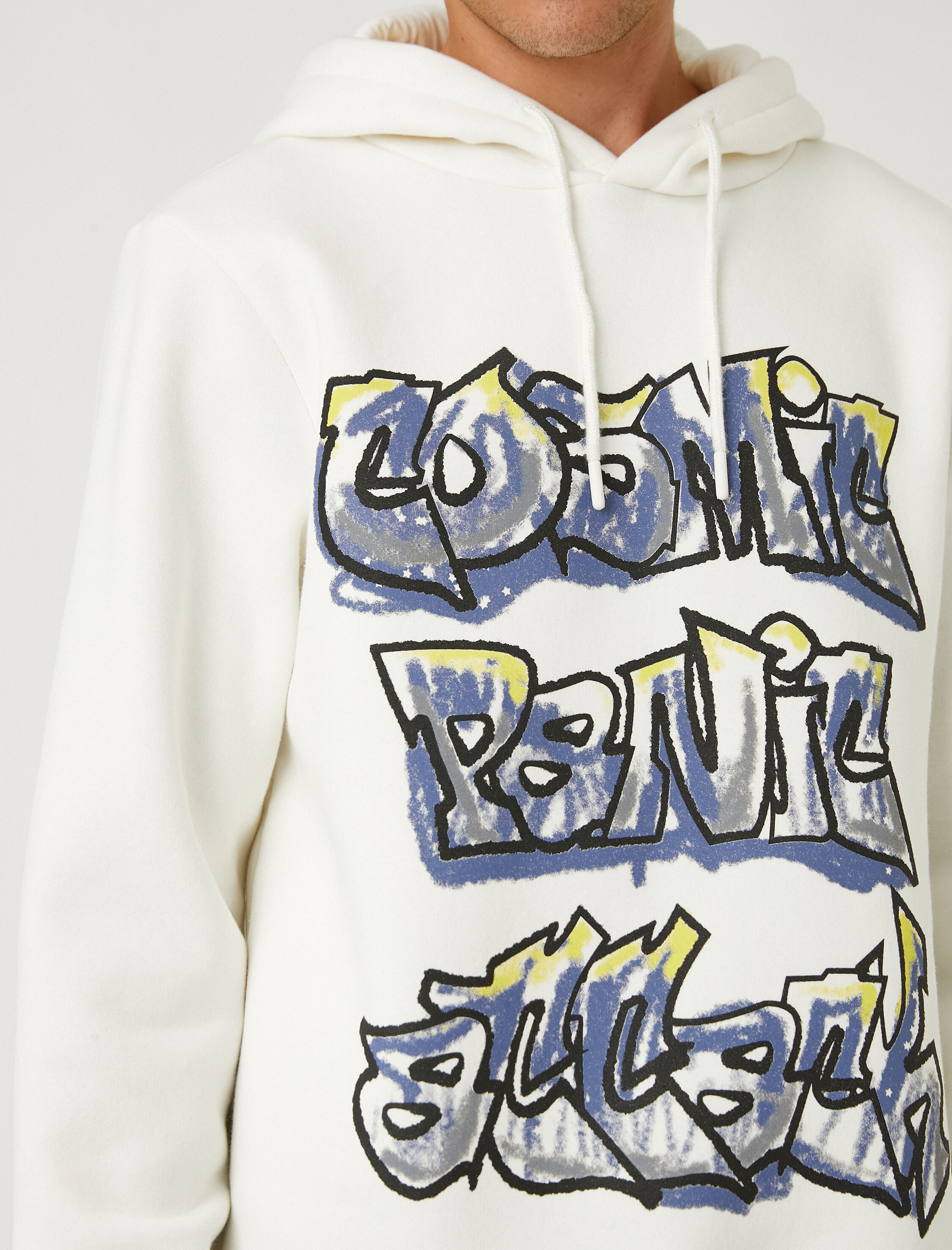   Grafiti Baskılı Sweatshirt Şardonlu Kapşonlu