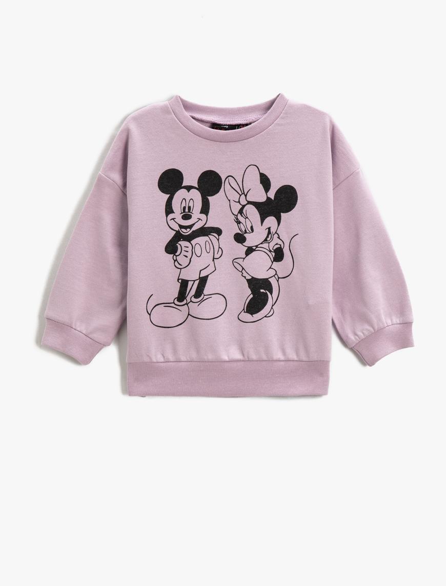 Kız Bebek Mickey ve Minnie Mouse Baskılı Lisanslı Sweat Pamuklu