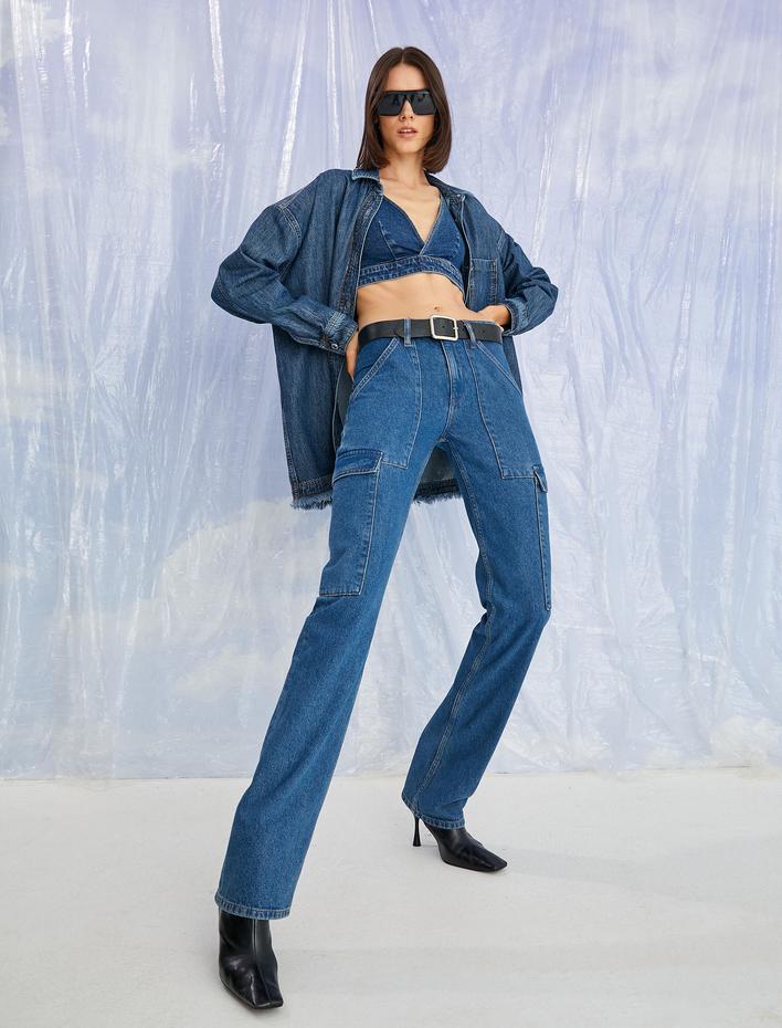  Kargo Kot Pantolon Cepli - Eve Slim Jean