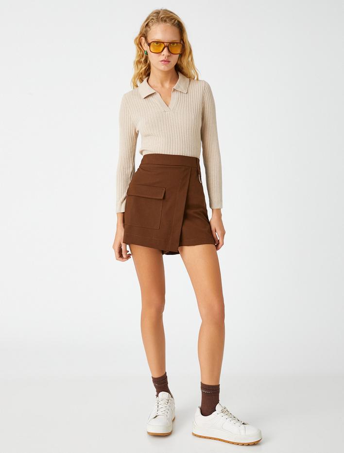  Crop Triko Kazak Polo Yaka