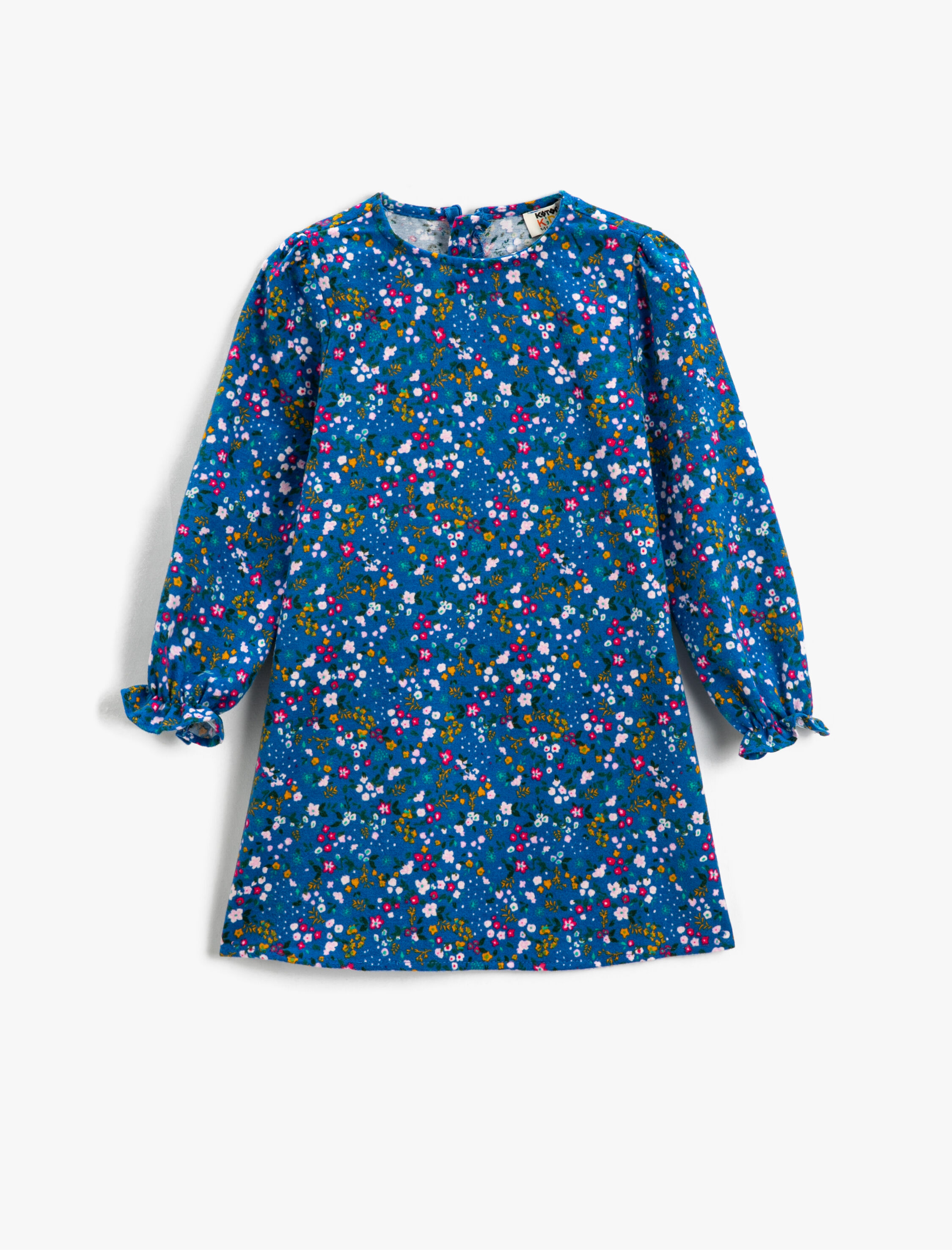  Kız Çocuk Uzun Kollu Çiçekli Elbise Pamuklu