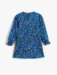 Uzun Kollu Çiçekli Elbise Pamuklu