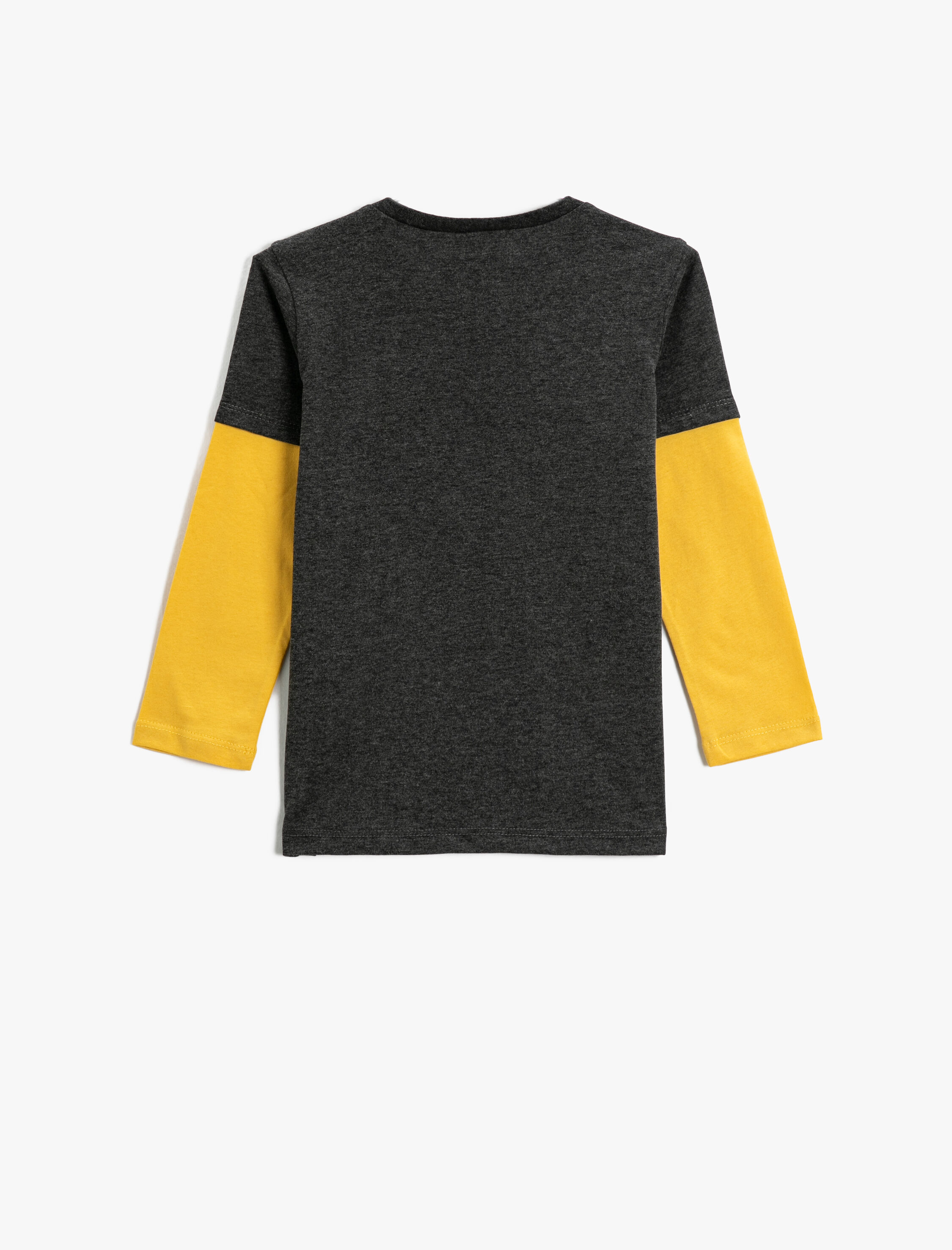  Erkek Çocuk Dinozor Baskılı Tişört Bisiklet Yaka Uzun Kollu