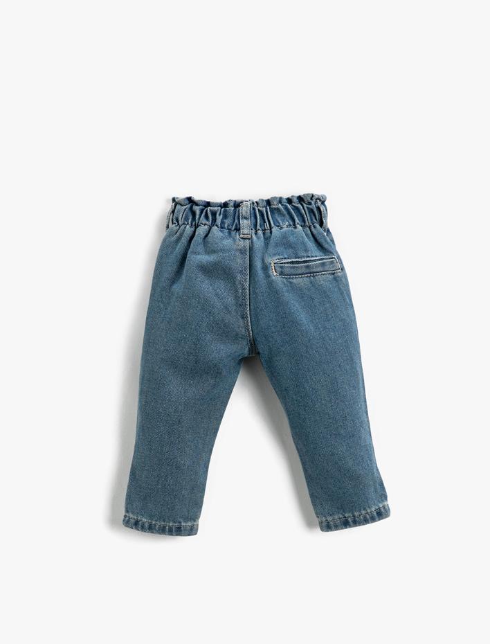 Kız Bebek Kot Pantolon Beli Lastikli Cepli
