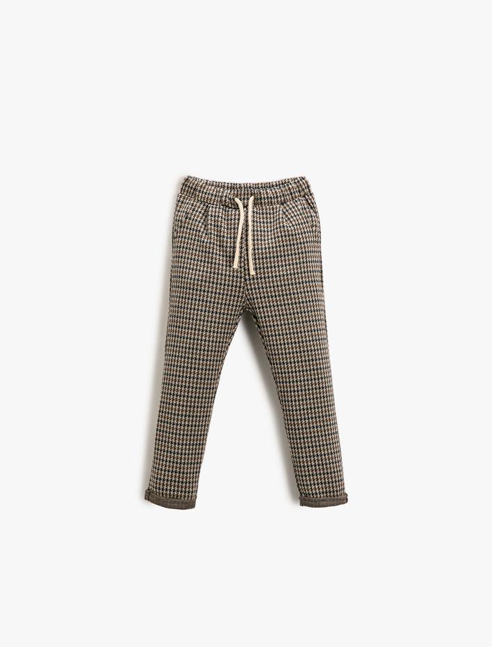 Erkek Bebek Ekose Beli Bağlamalı Eşofman Altı