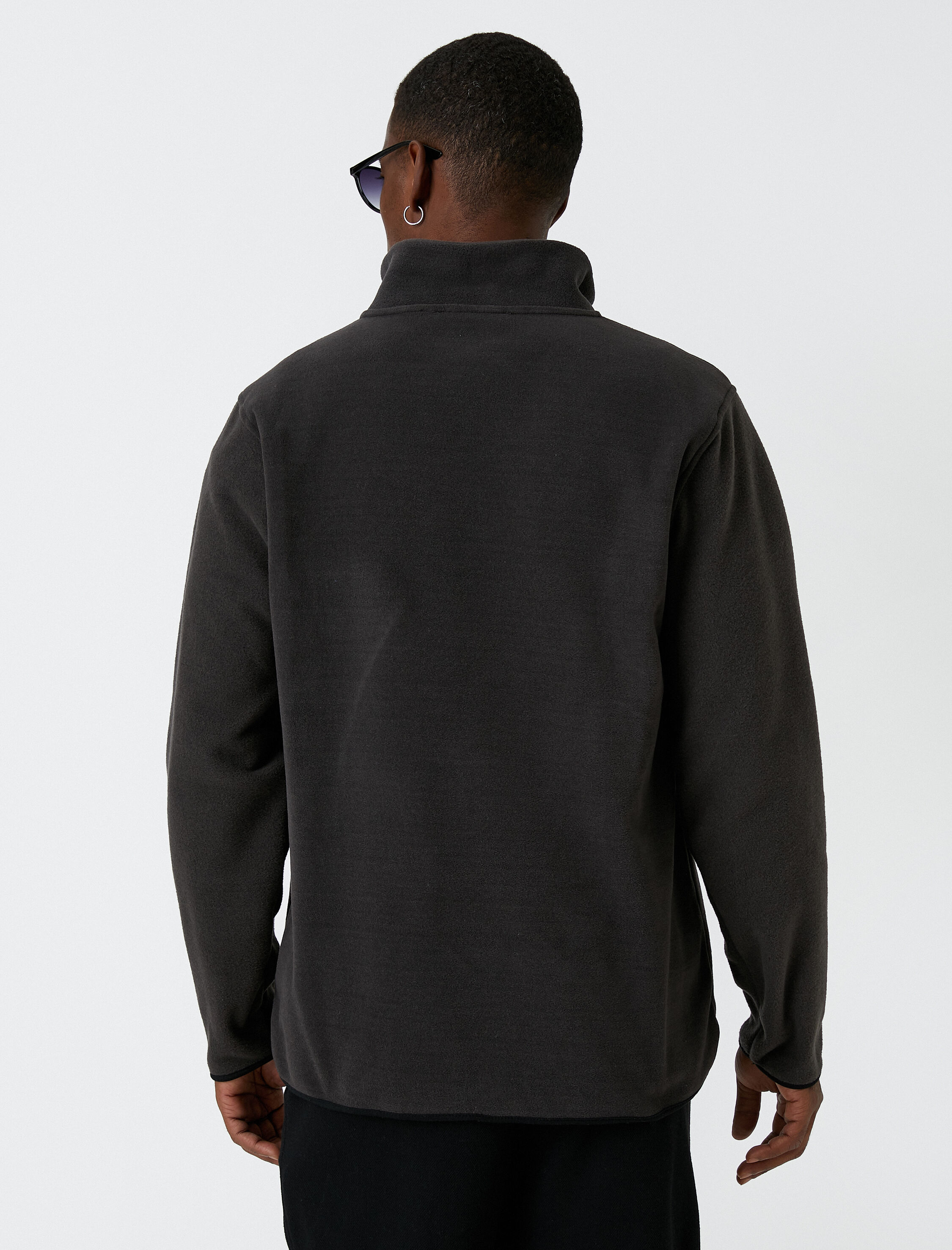 Polar Sweatshirt Polo Yaka Baskı Detaylı