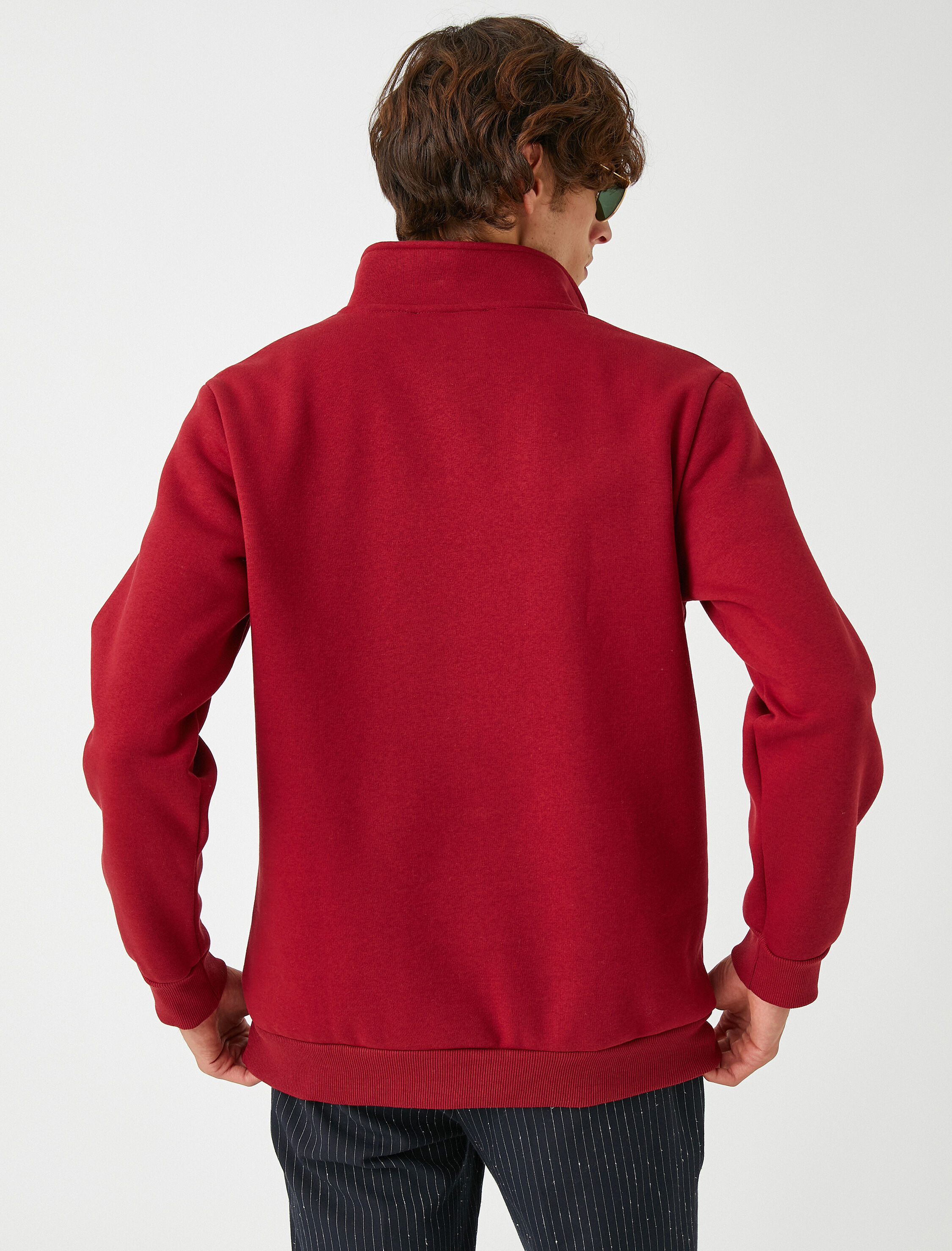   Kolej Sweatshirt Şardonlu Dik Yaka Fermuar Detaylı