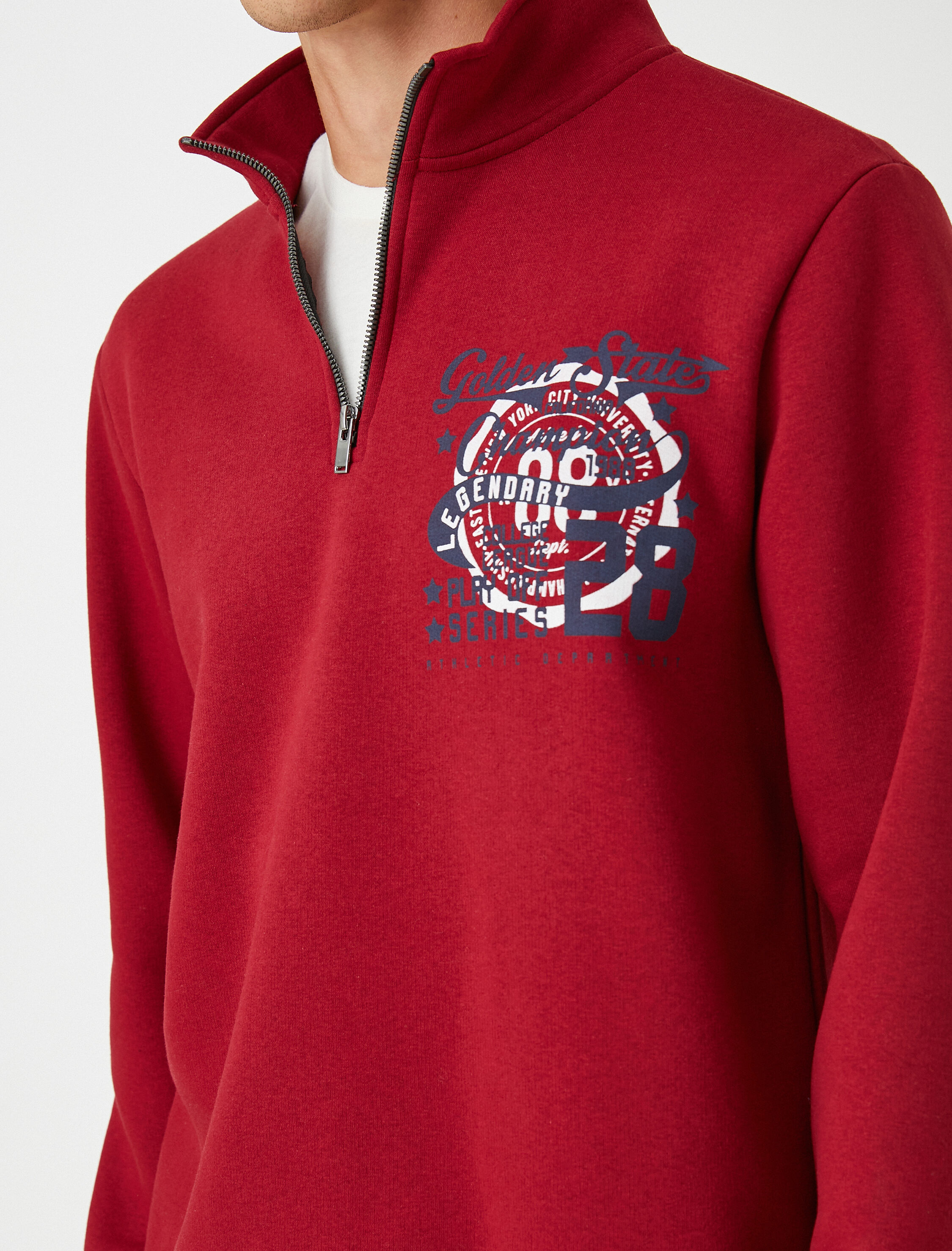   Kolej Sweatshirt Şardonlu Dik Yaka Fermuar Detaylı