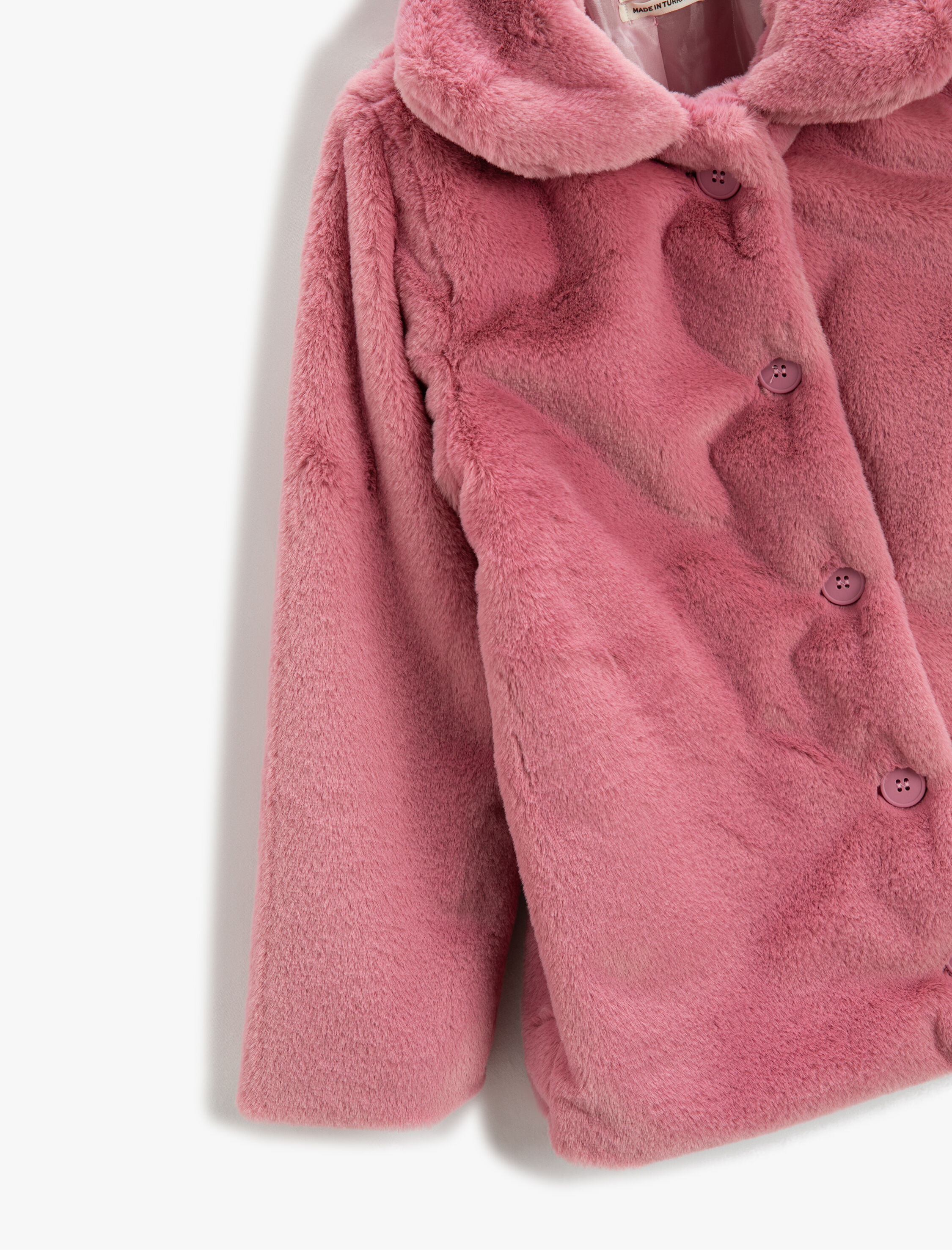 Kız Çocuk Peluş Mont Düğmeli