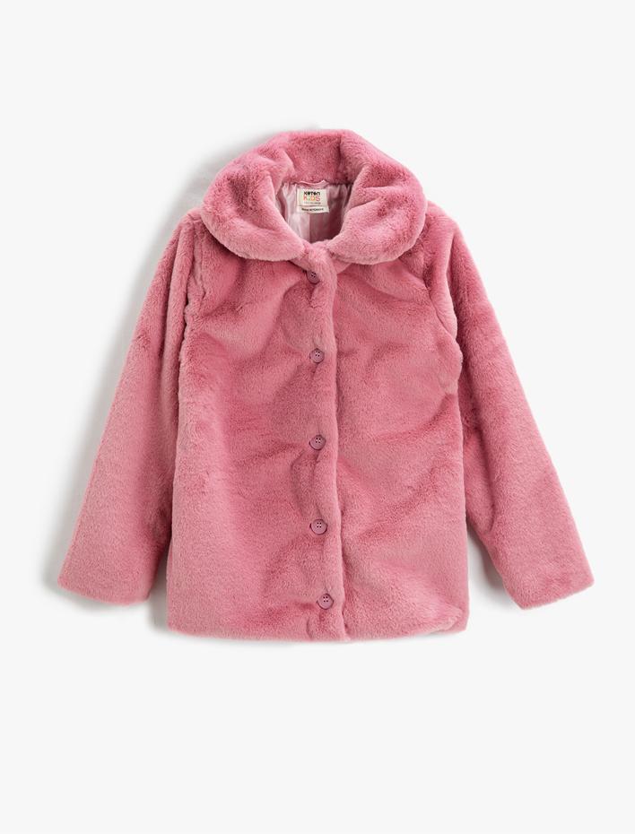 Kız Çocuk Peluş Mont Düğmeli