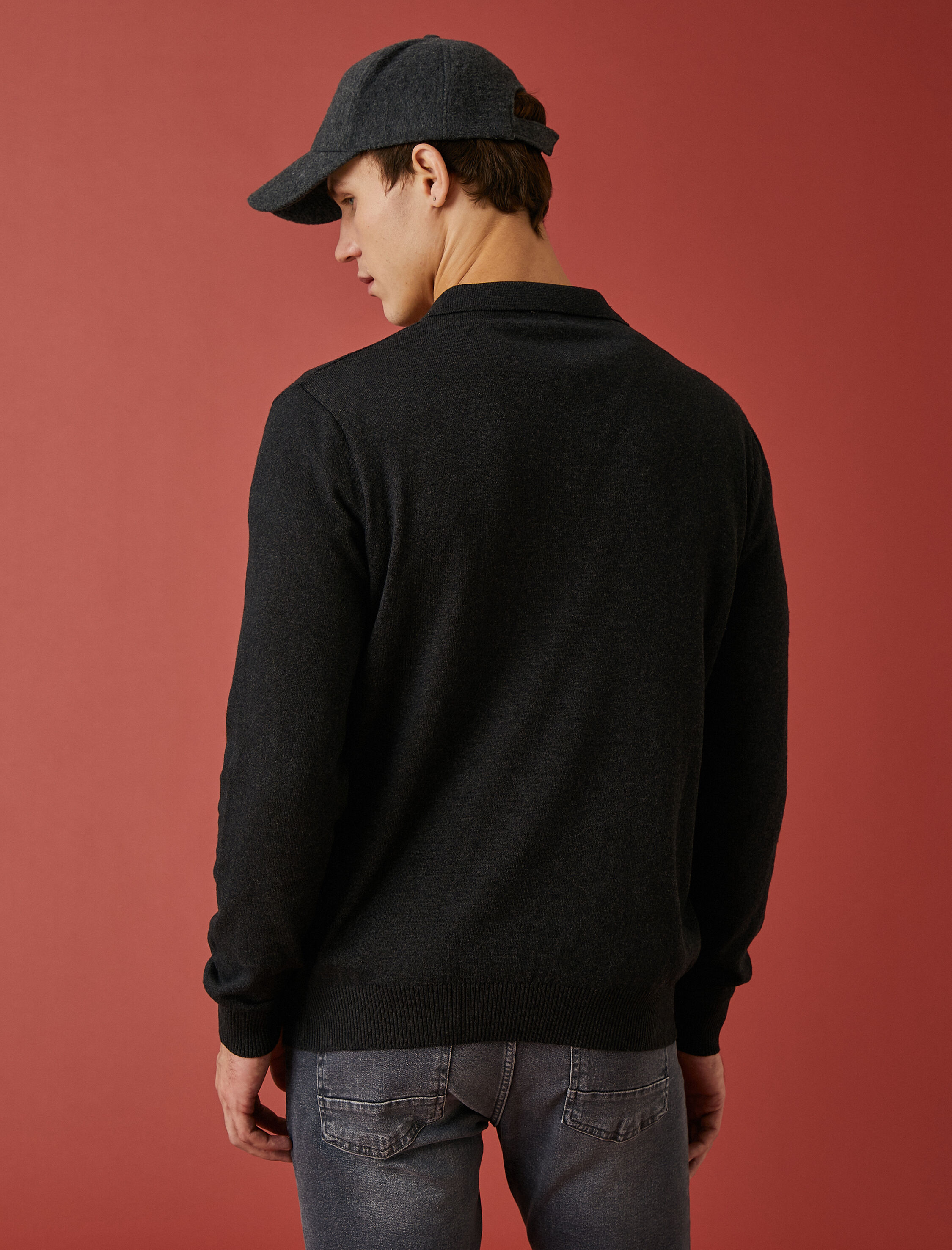   Polo Yaka Kazak Fermuar Detaylı