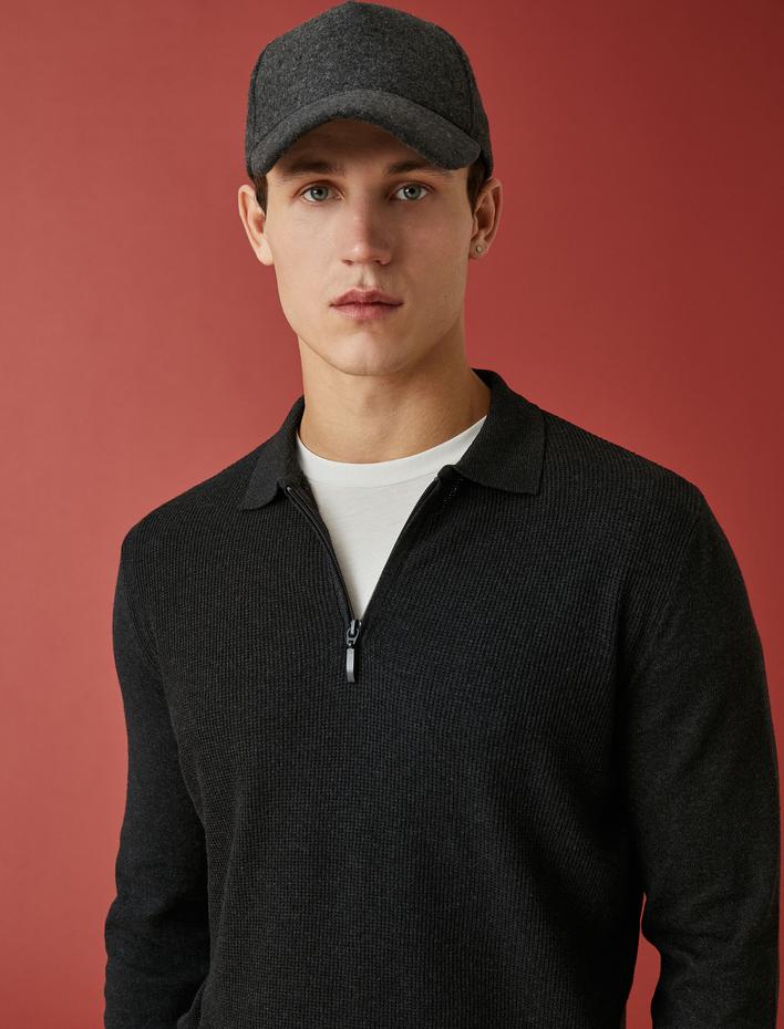  Polo Yaka Kazak Fermuar Detaylı