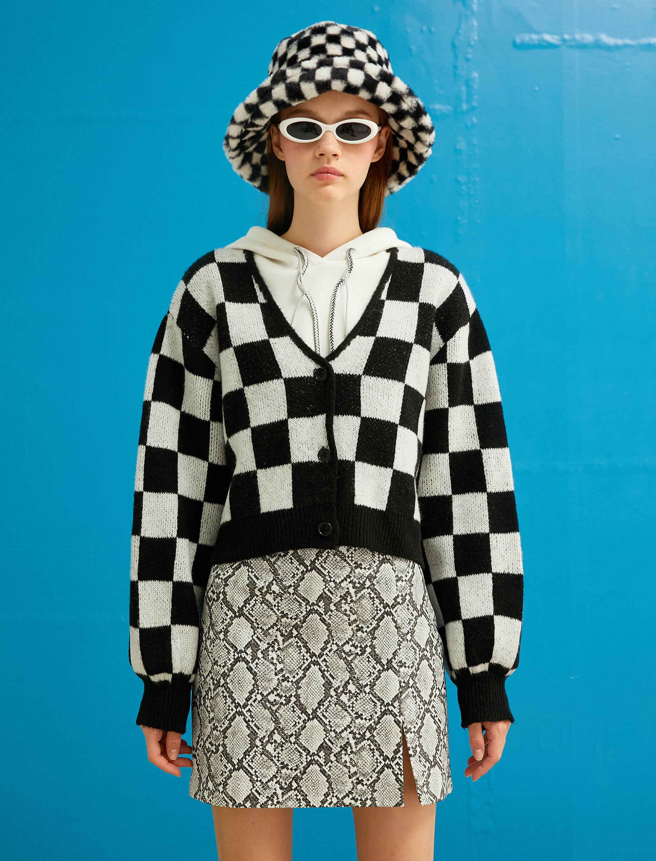   Crop Hırka V Yaka Uzun Kollu